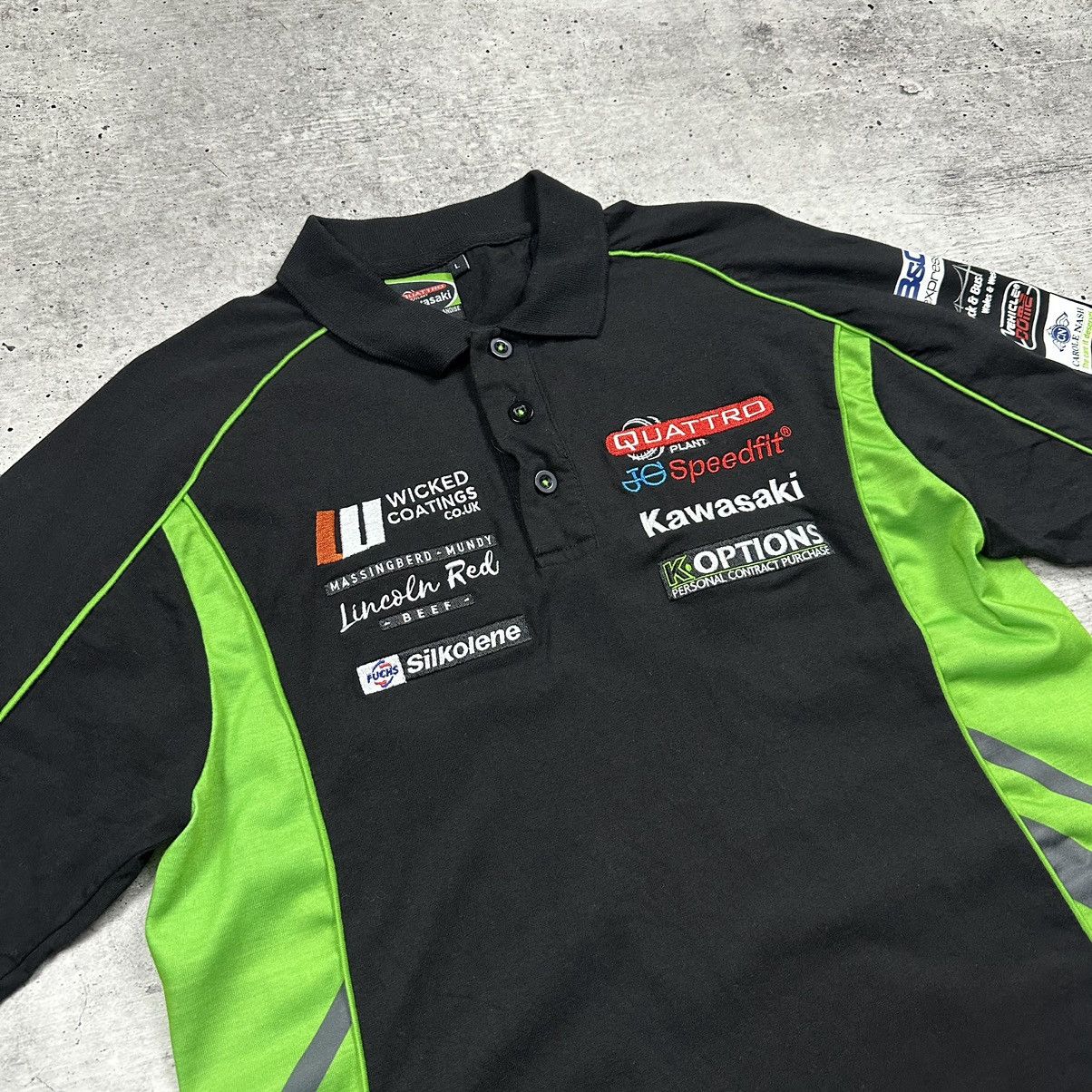 Yamaha Official Quattro Plant Kawasaki Team Polo Shirt Black Size US L / EU 52-54 / 3 - 6 Thumbnail