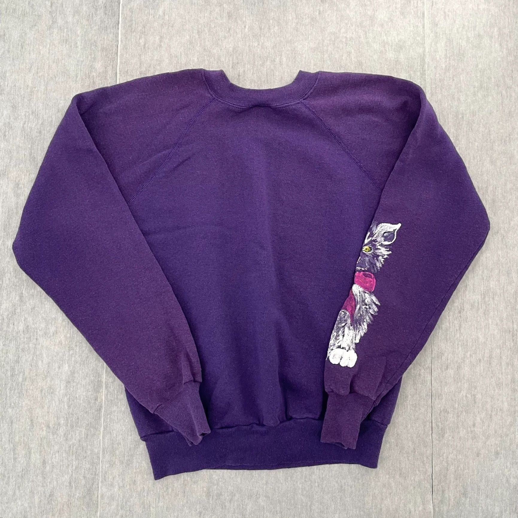 Vintage VINTAGE Parrill Cat Sweater Pullover Women Large Purple Fleece 90s Casual Ladies Size L / US 10 / IT 46 - 2 Thumbnail