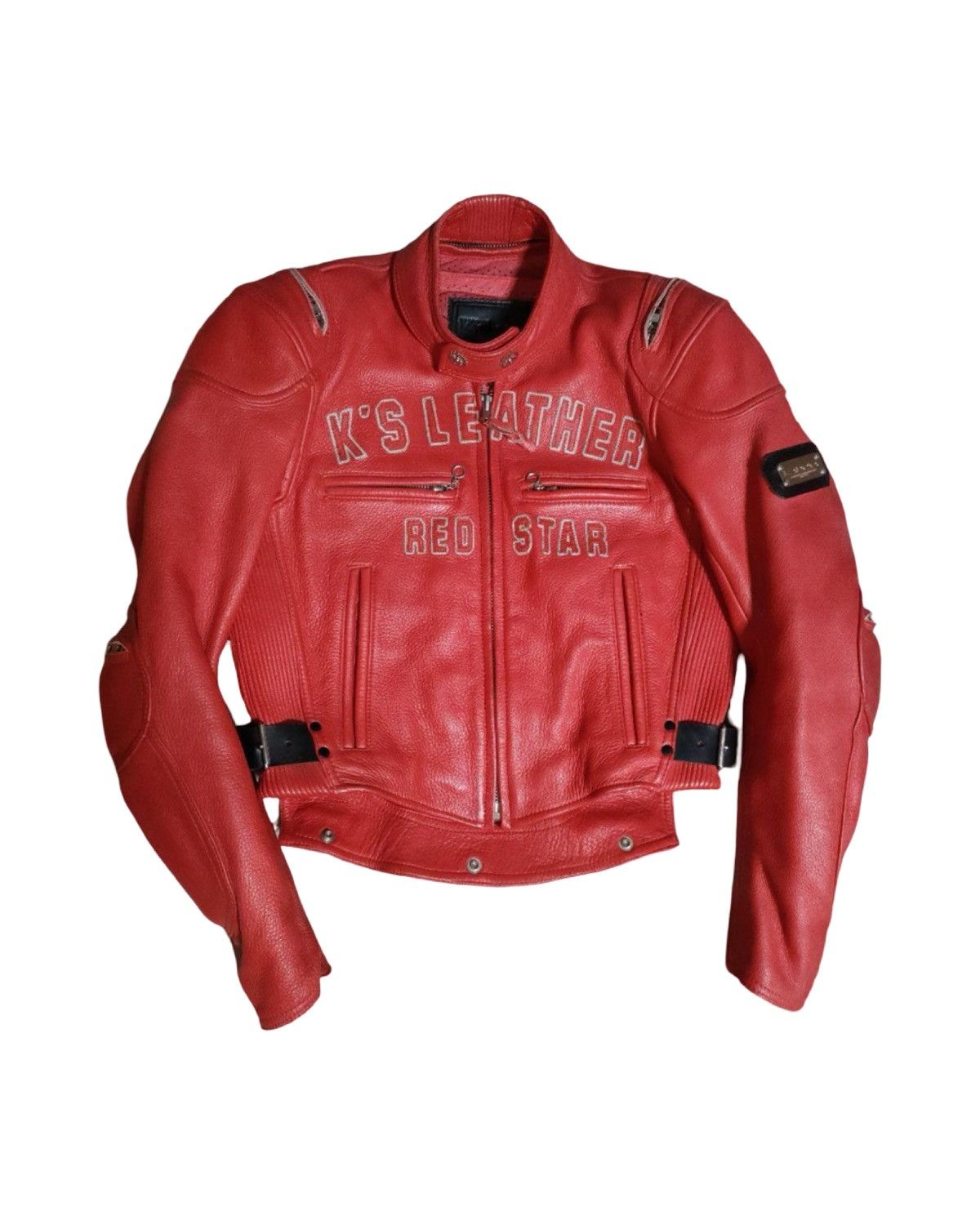 Kadoya Black Star God Speed Genuine Red Leather Crop Biker Jacket Size US M / EU 48-50 / 2 - 1 Thumbnail