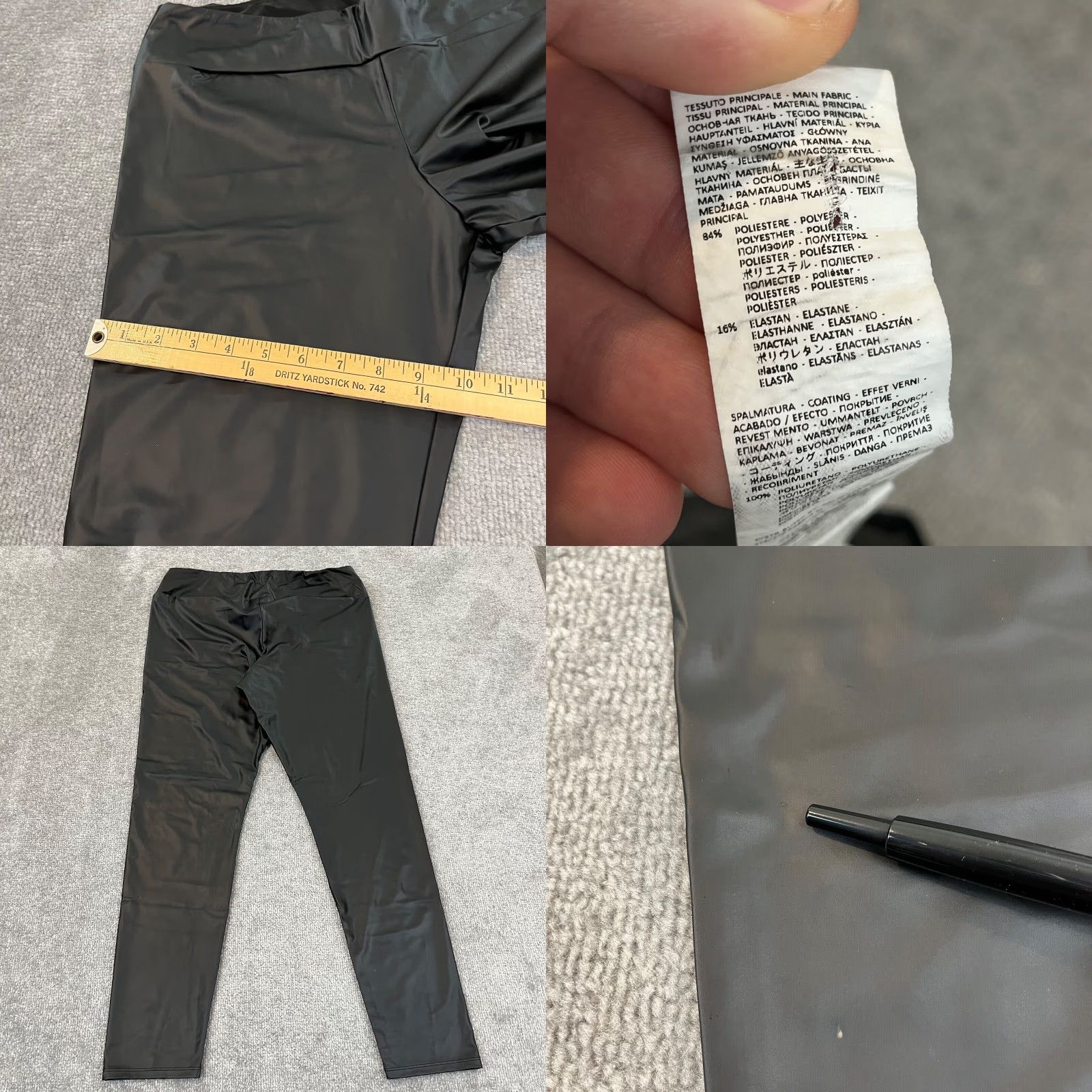 Calzedonia CALZEDONIA Leggings Womens Size XL x 28" Black Ankle Leather Effect Shapers Size 40" / US 18 - 8 Thumbnail