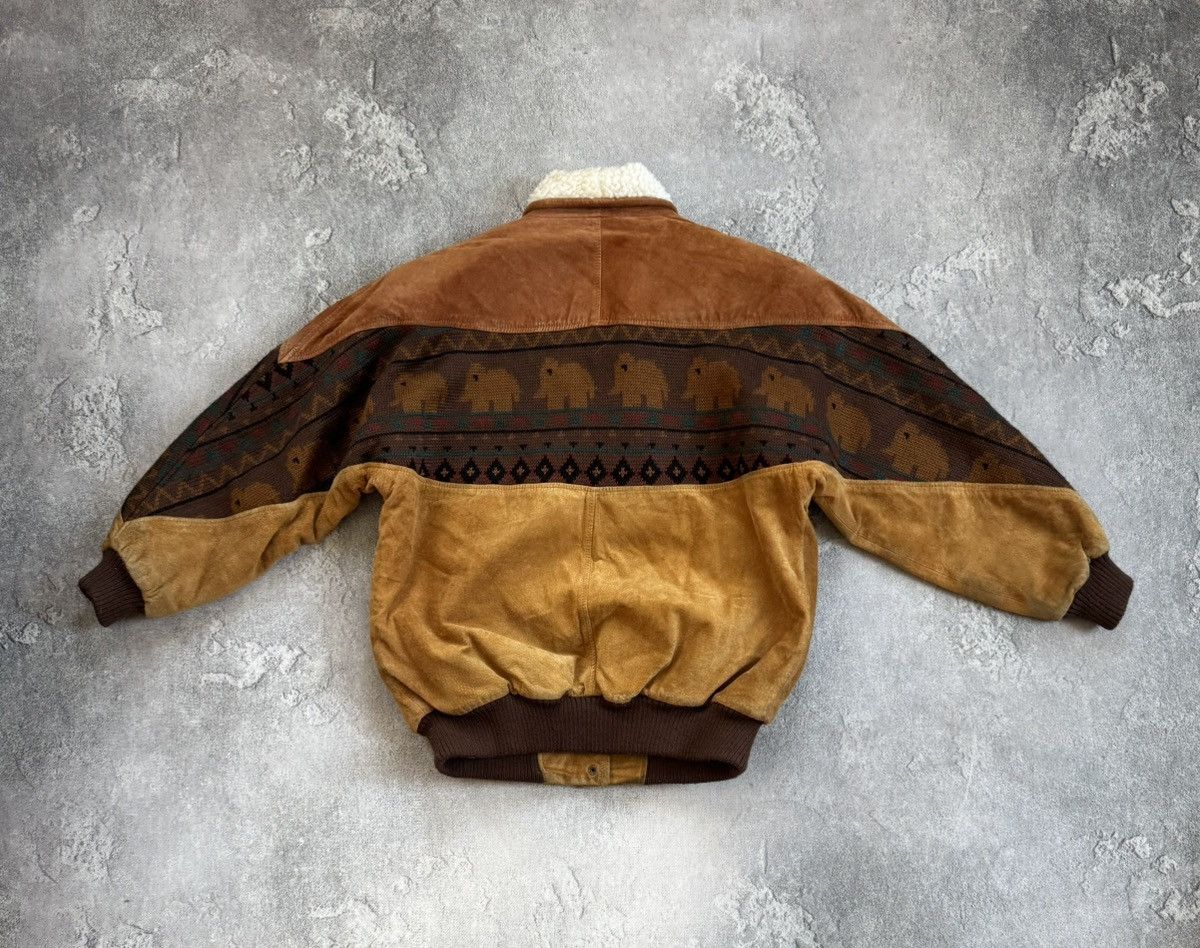 Cowboy Equipment Western Aztec suede leather retro lined bomber jacket 90s Size US S / EU 44-46 / 1 - 14 Thumbnail