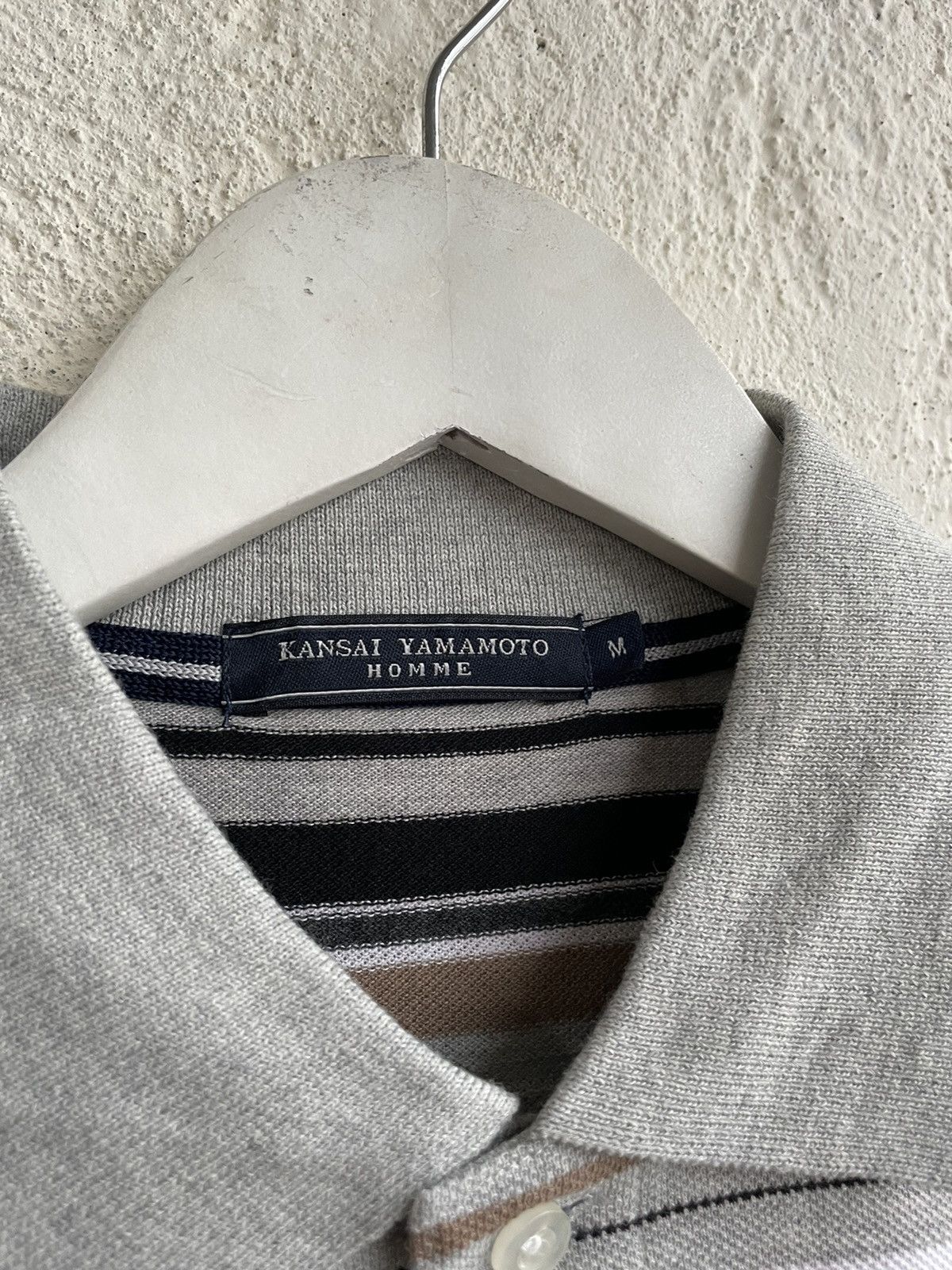 Kansai Yamamoto × Vintage 2000s- Kansai Yamamoto homme stripe poloshirt Size US S / EU 44-46 / 1 - 5 Thumbnail