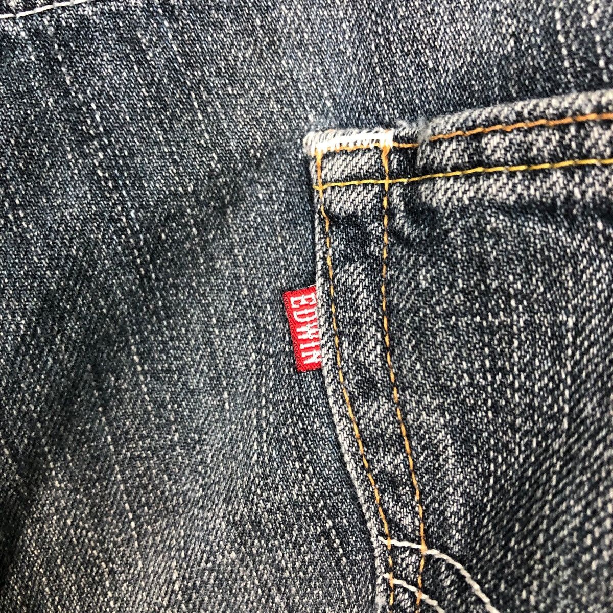 Japanese Brand Edwin Dark Wash Straight Leg Jeans Faded Denim Workwear Size US 40 / EU 56 - 15 Thumbnail