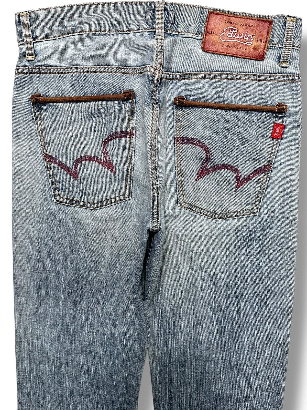 Edwin EDWIN BTJ03 Straight Leg Distressed Japan Denim Faded Wash Size US 34 / EU 50 - 4 Thumbnail