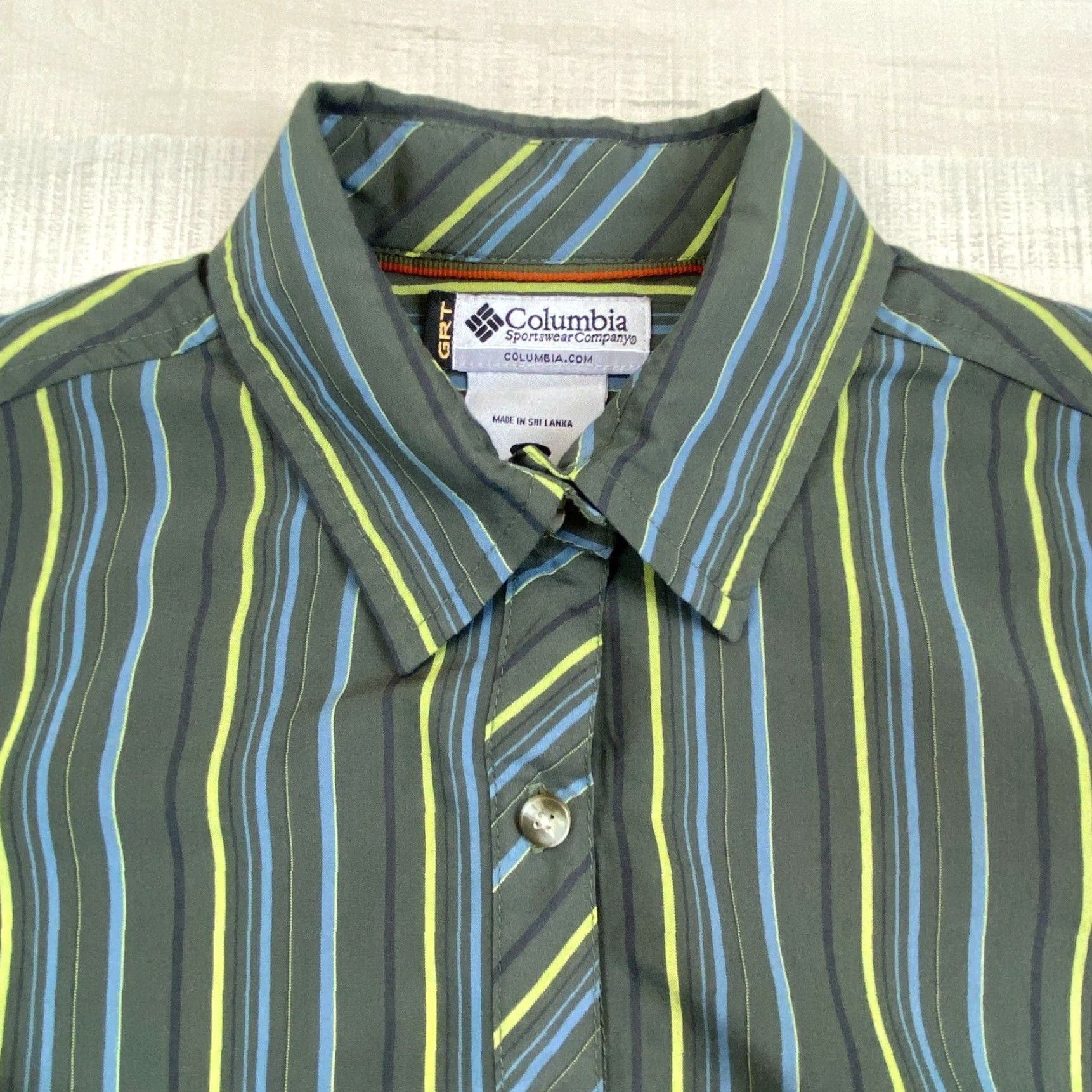 Vintage Columbia GRT Womens Green Striped Button Up Shirt Small Modal Blend Size S / US 4 / IT 40 - 3 Thumbnail