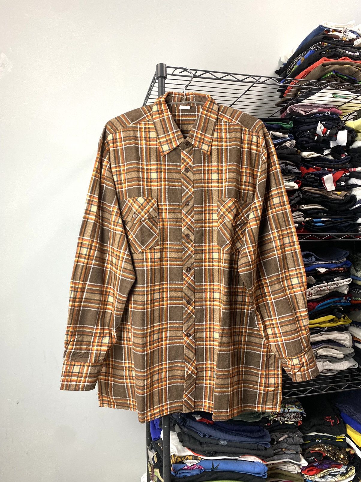 Other Vintage Brown Flannel Shirt Checkered Travis Scott Style Size US XL / EU 56 / 4 - 1 Thumbnail
