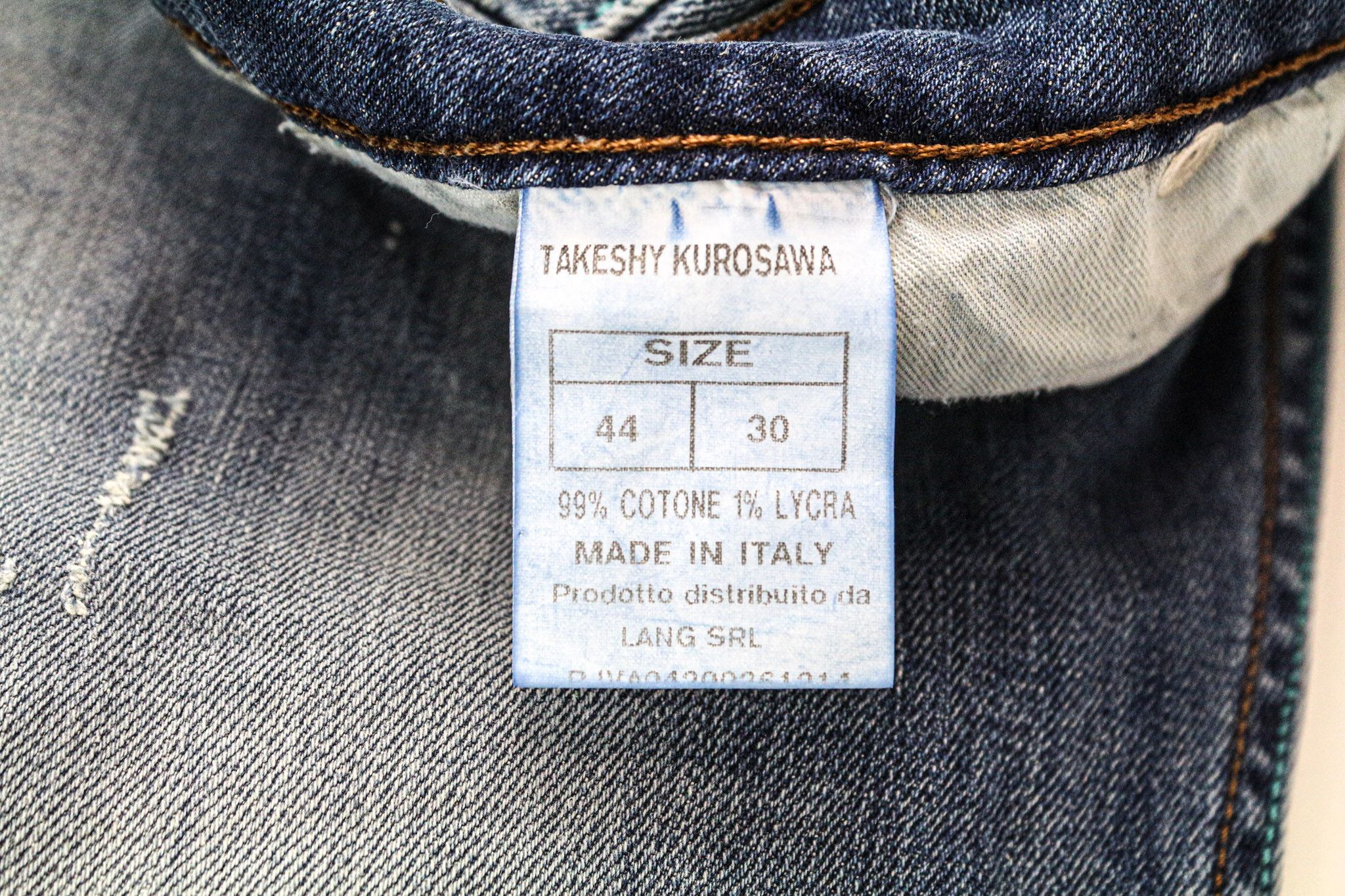 Takeshy Kurosawa W30 Slim Fit Washed Blue Cotton Stretch Jeans 75370 Size US 30 / EU 46 - 5 Thumbnail