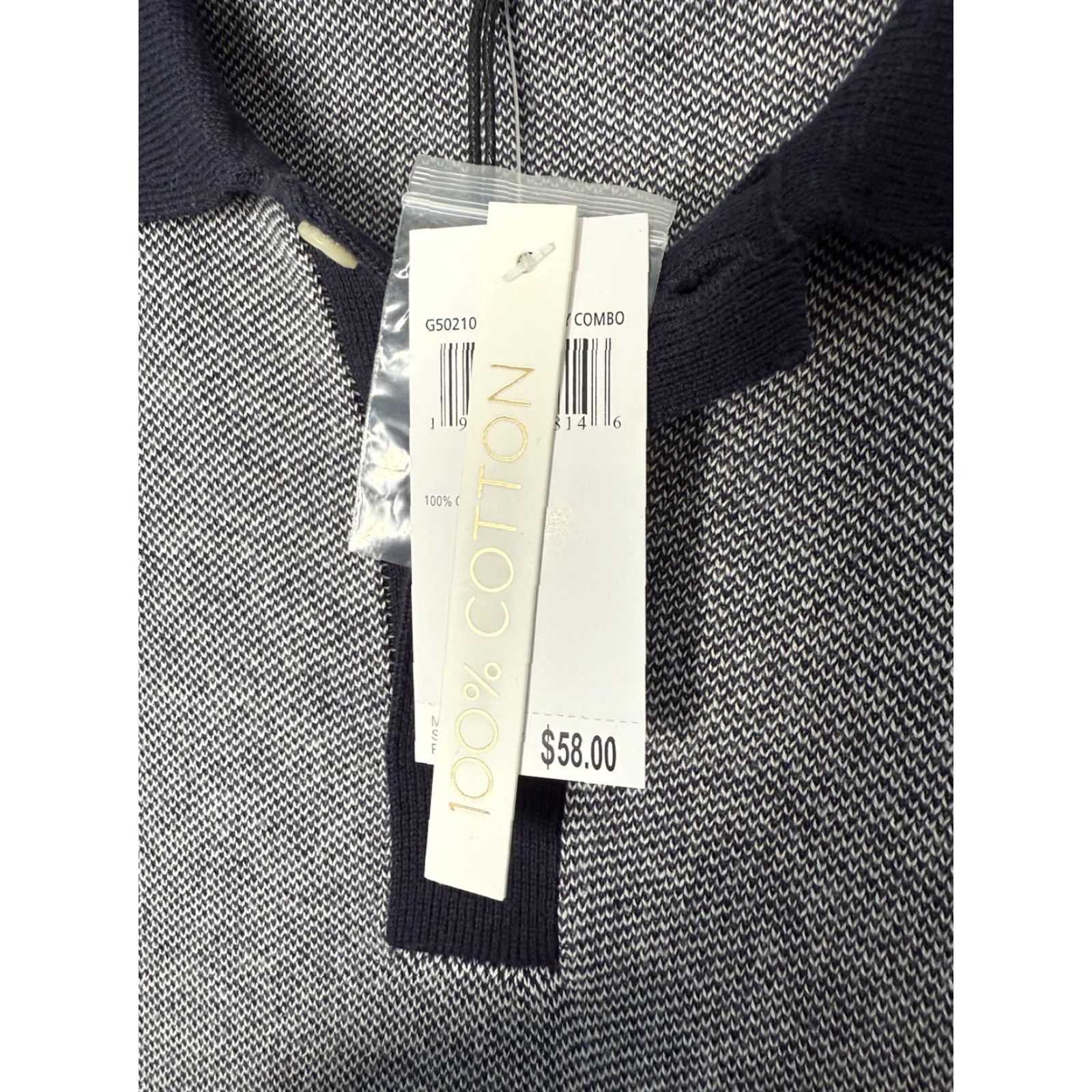 Vintage Magaschoni Sweater Shirt Mens S Blue Cotton Knit Pullover Button Collared Long Sleeve Golf Preppy Casual NWT Size US S / EU 44-46 / 1 - 4 Thumbnail