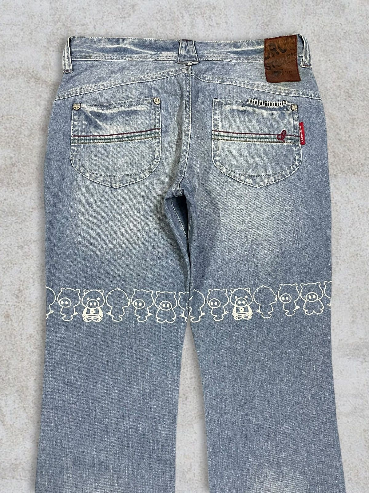 Japanese Brand Drug Store’s Women Denim Cute Print Out Logo Blue Wash Jeans Size 31" - 8 Thumbnail