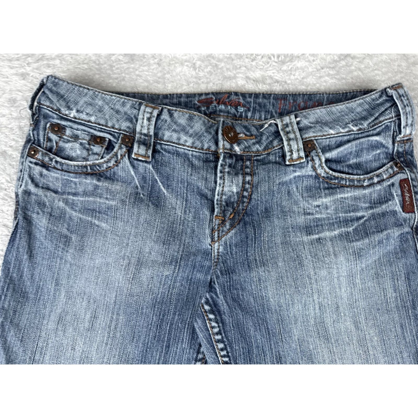 Silver Jeans Co. Silver Jeans Frances Womens Bootcut Jeans 30x31 Blue Wash Flare Stretch Denim Size 30" / US 8 / IT 44 - 4 Thumbnail