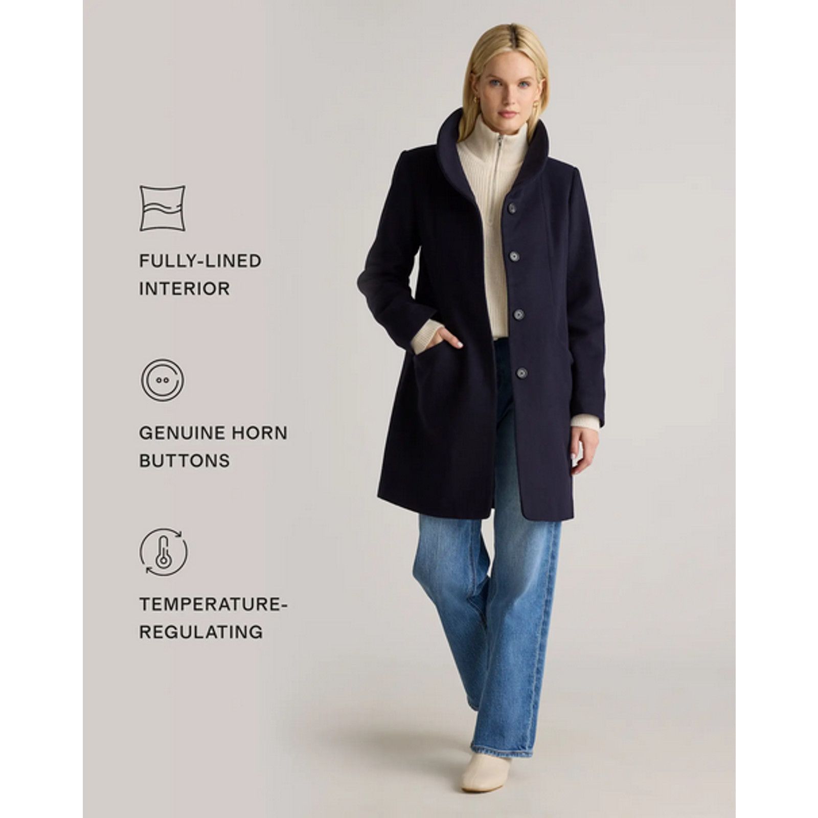 Quince Quince Wool Cocoon Coat Cadet Blue Size S NWT Size S / US 4 / IT 40 - 3 Thumbnail