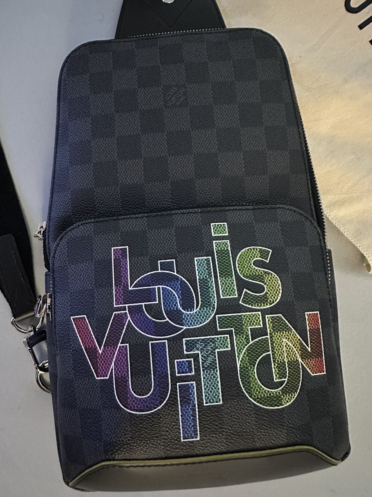 Louis Vuitton Louis Vuitton Avenue Sling Bag Bag Damier Graphite Yellow Size ONE SIZE - 2 Thumbnail