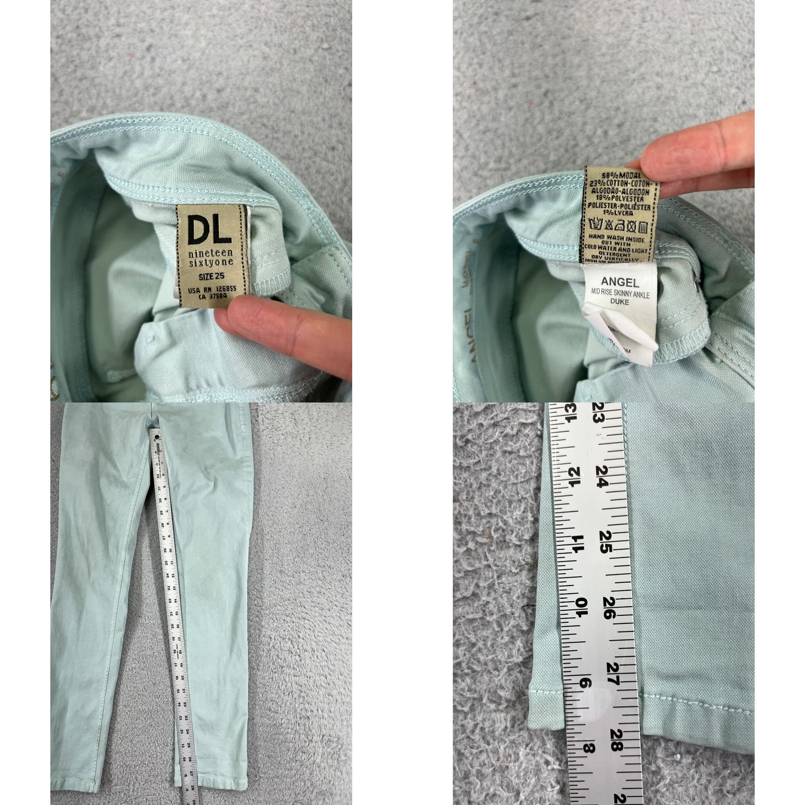 DL1961 DL1961 Jeans Womens 25 Green Denim Regular Skinny 5-Pocket Logo Zipper Button Distressed City Vintage? Size 42" / US 20 - 8 Thumbnail