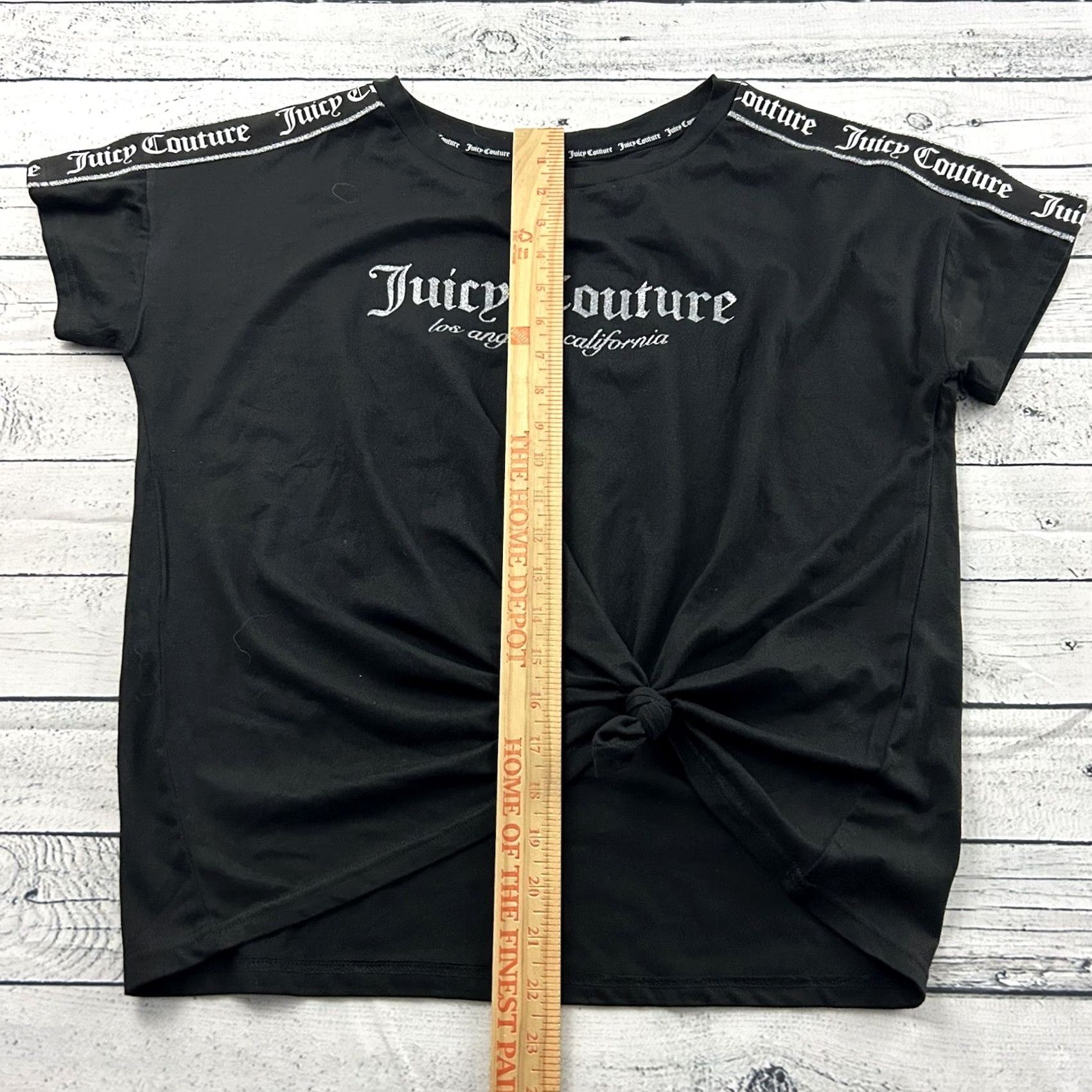 Juicy Couture Juicy Couture T-Shirt Short Sleeve Tie Front Black Women L Basic Oversized Shirt Womens XXL Size L / US 10 / IT 46 - 2 Thumbnail