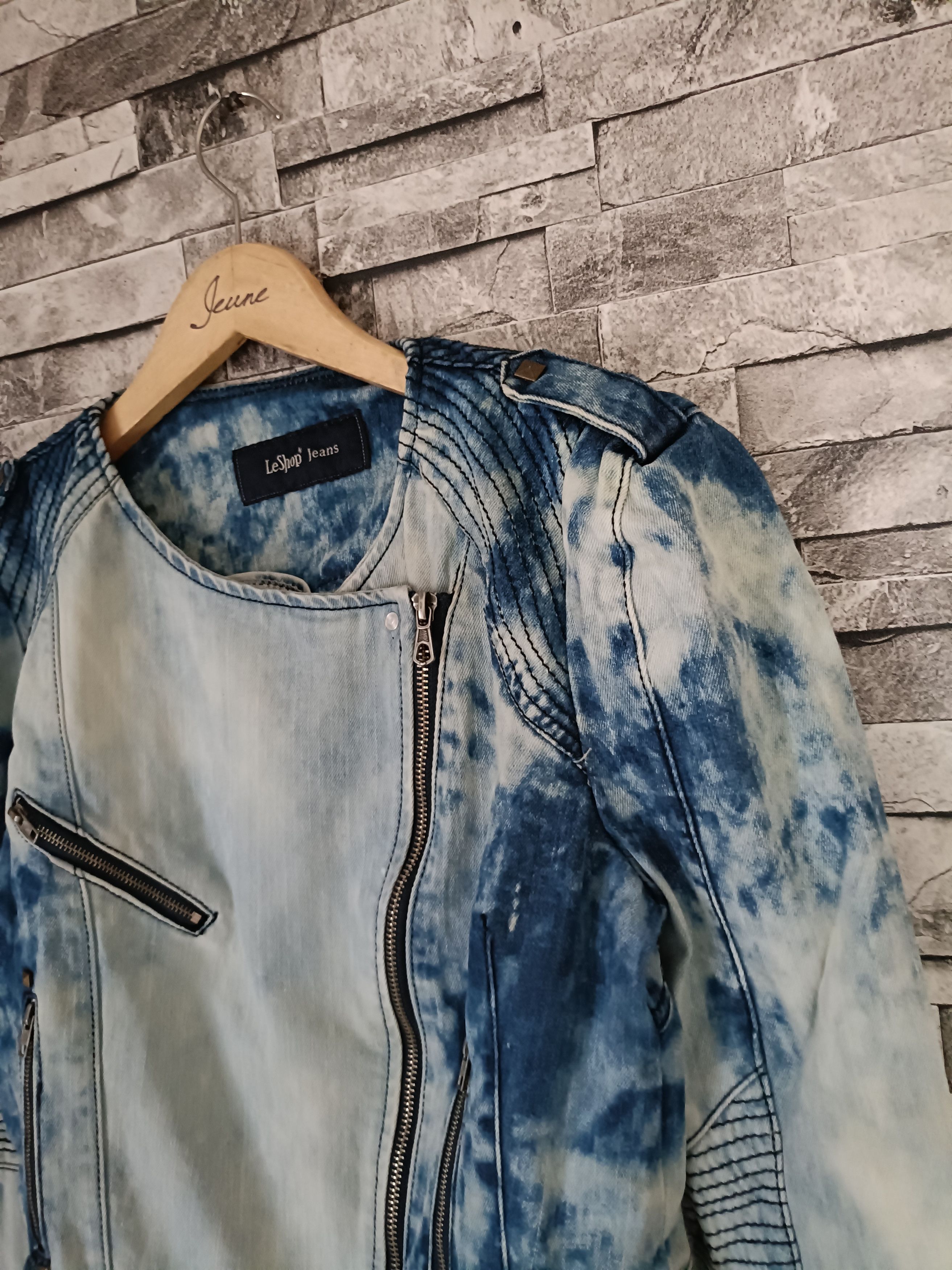 Japanese Brand Le shop crop top biker denim jacket Size L / US 10 / IT 46 - 3 Thumbnail