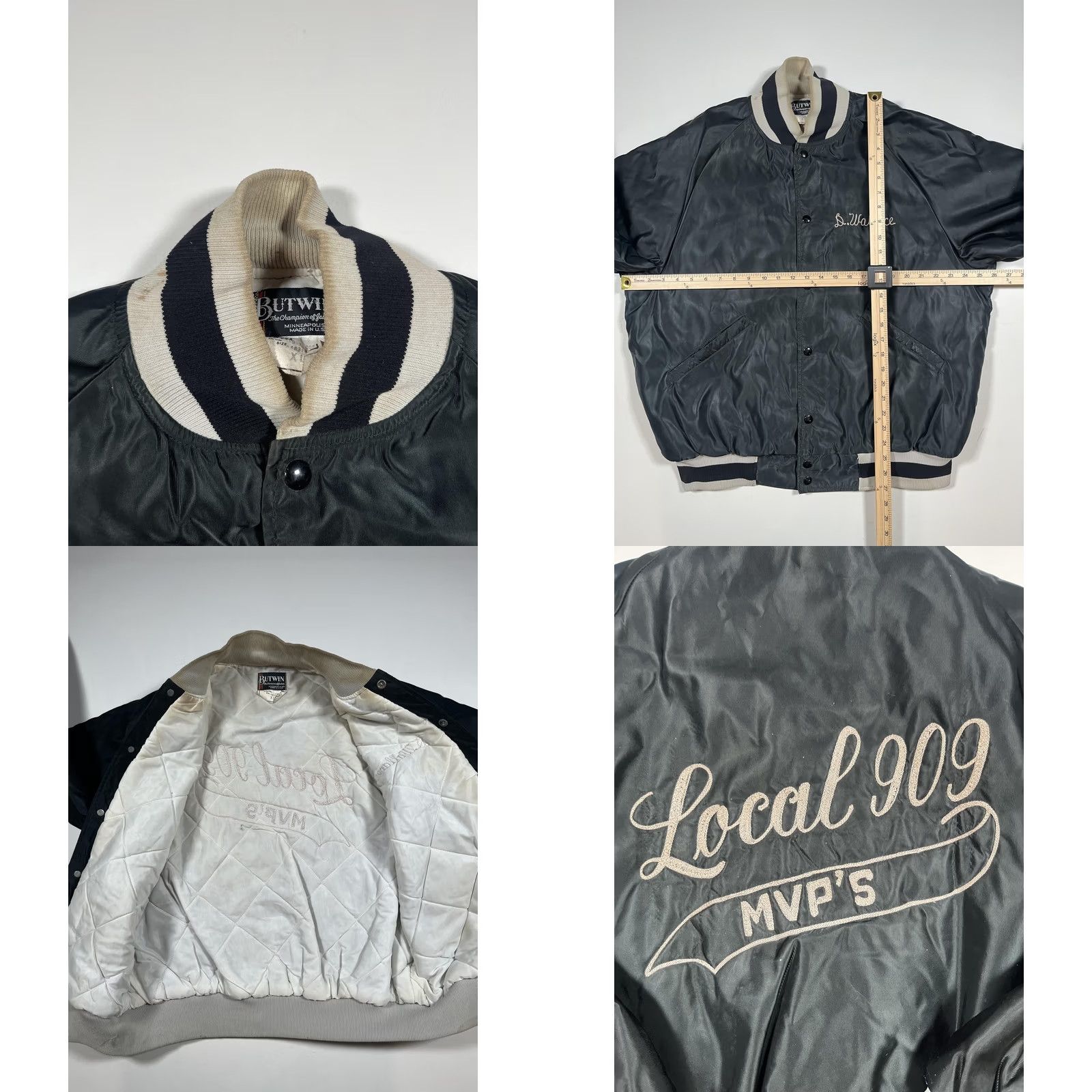 Vintage VINTAGE Butwin Jacket Mens XL Black Satin Bomber Local 909 MVPs Varsity 80s USA Jacket Mens XL Black Satin Bomber Local 909 MVPs Varsity 80s USA Size US XL / EU 56 / 4 - 8 Thumbnail