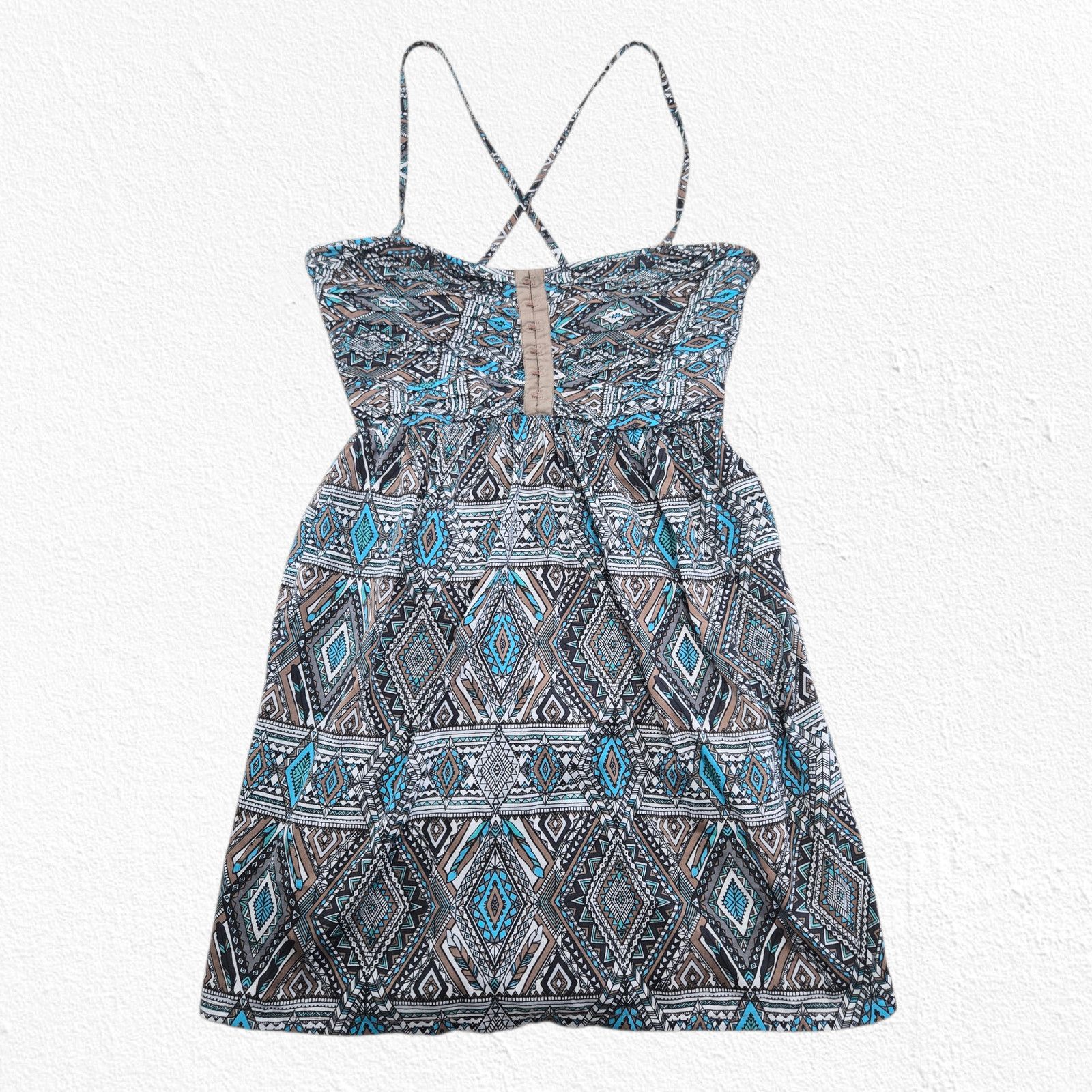 Billabong Billabong Aztec Mini Dress L Boho Size L / US 10 / IT 46 - 2 Thumbnail