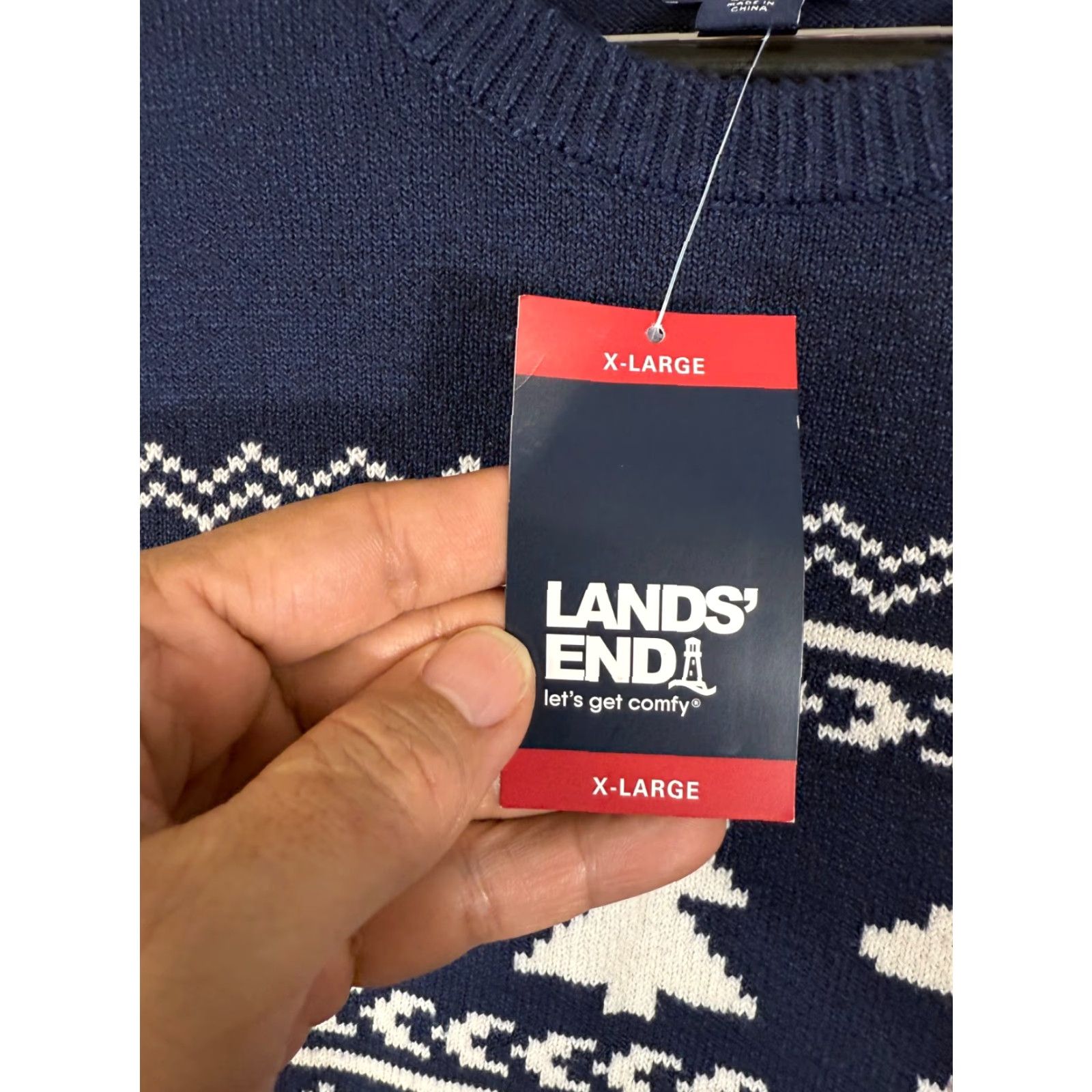 Lands' End Lands' End Sweater Mens XL 46-48 Blue Fair Isle Polar Bear Holiday Crew Neck NWT Size US XL / EU 56 / 4 - 5 Thumbnail