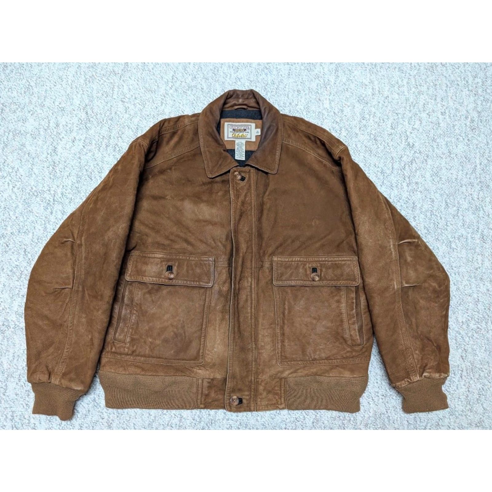 Vintage VINTAGE Cabela's bomber jacket Leather Suede Cowhide XL Brown Mens Jacket 46-48 Flight Flyers Size US XL / EU 56 / 4 - 2 Thumbnail