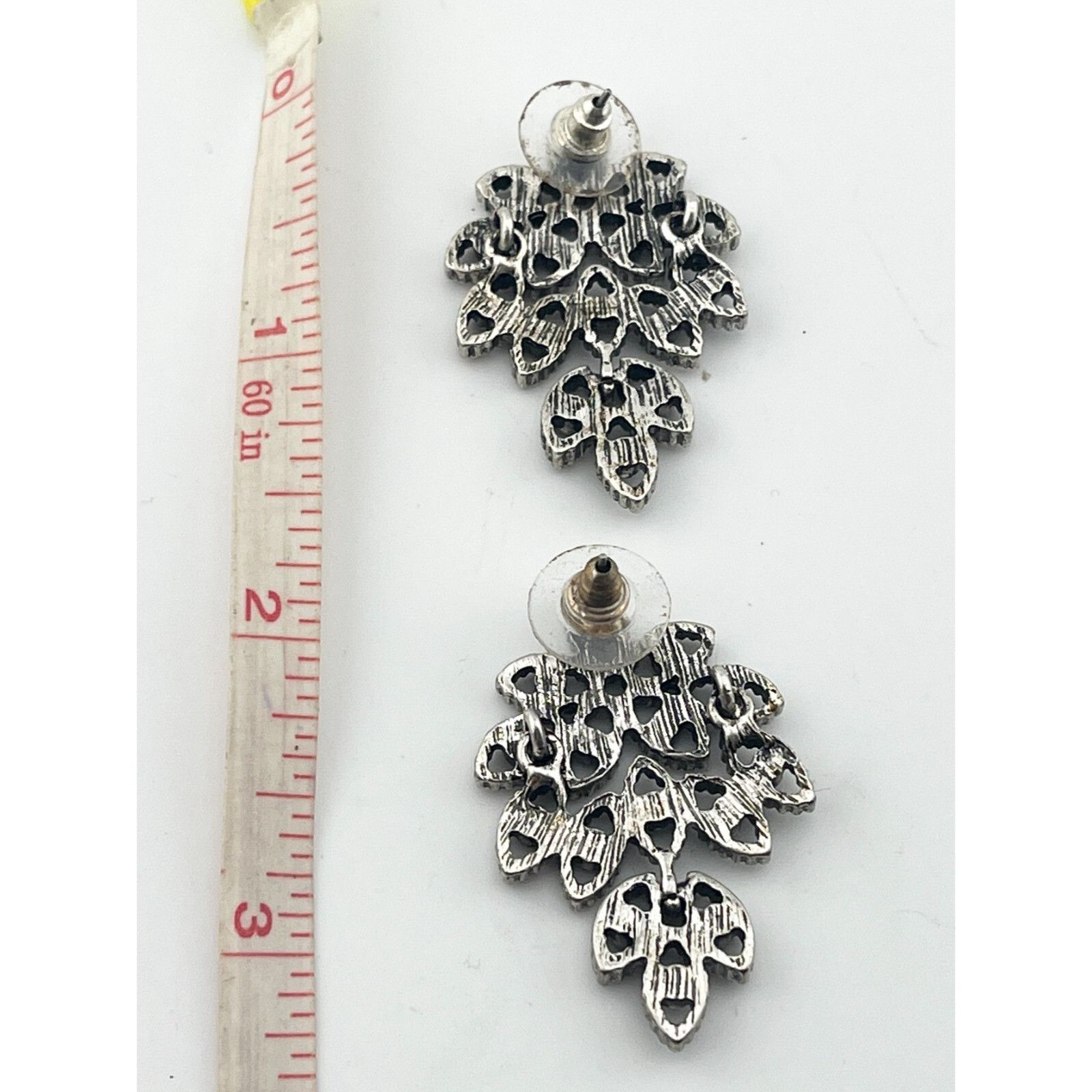 Vintage Vintage rhinestone leaf dangle drop earrings Size ONE SIZE - 4 Thumbnail