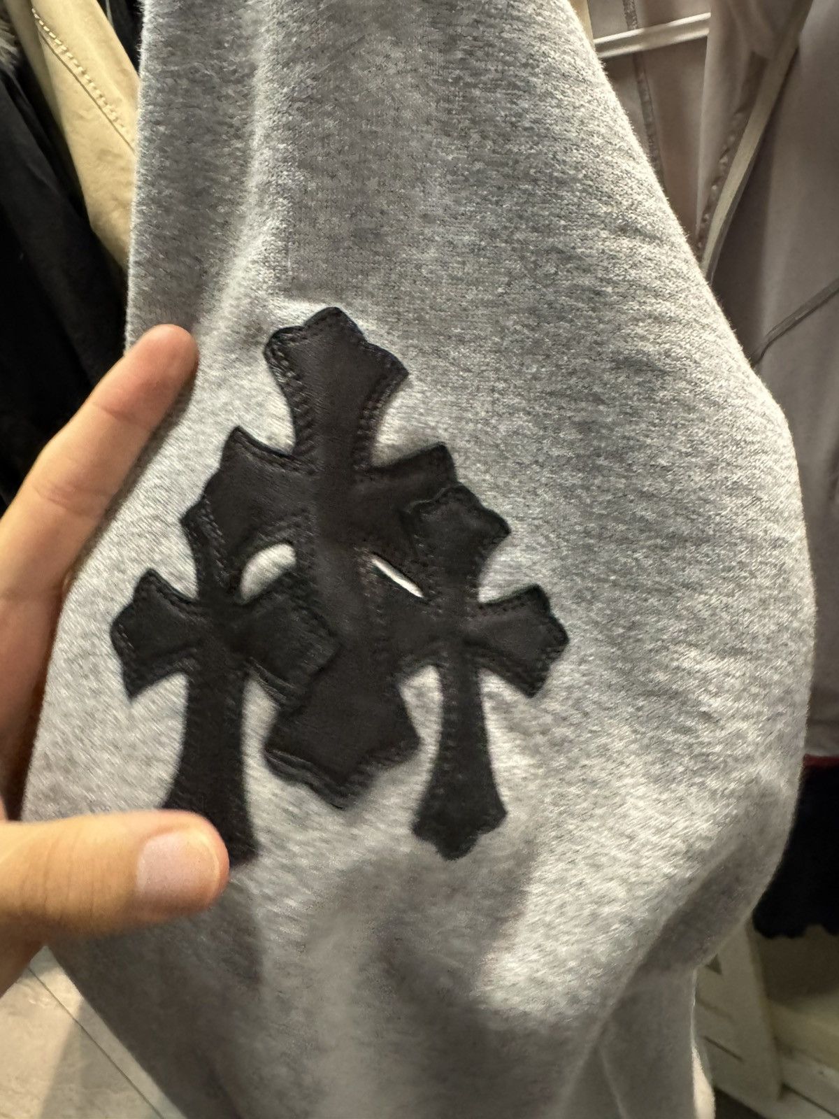 Chrome Hearts Chrome Hearts Grey Cross patch Hoodie with silver studs Size L / US 10 / IT 46 - 3 Thumbnail