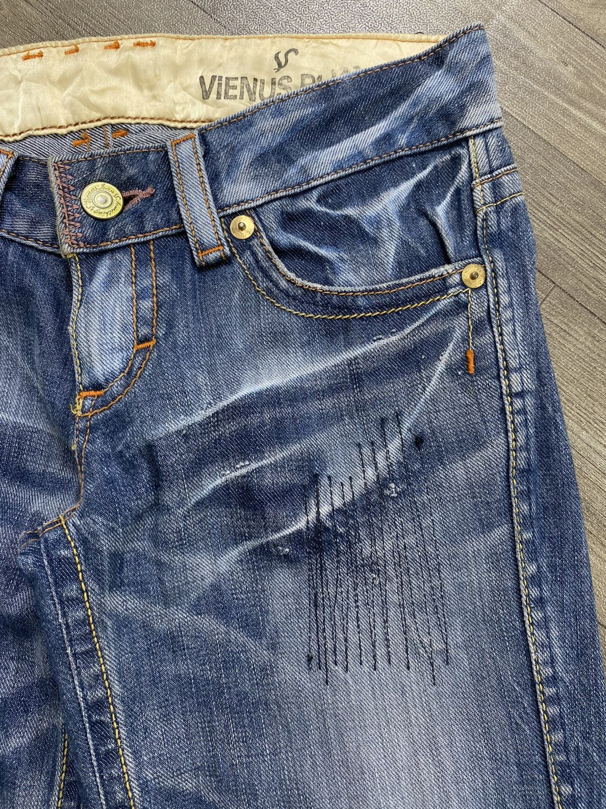 If Six Was Nine 2000s Venus Edwin Distressed Punk Faded Bootcut Flared Jeans Size US 30 / EU 46 - 8 Thumbnail