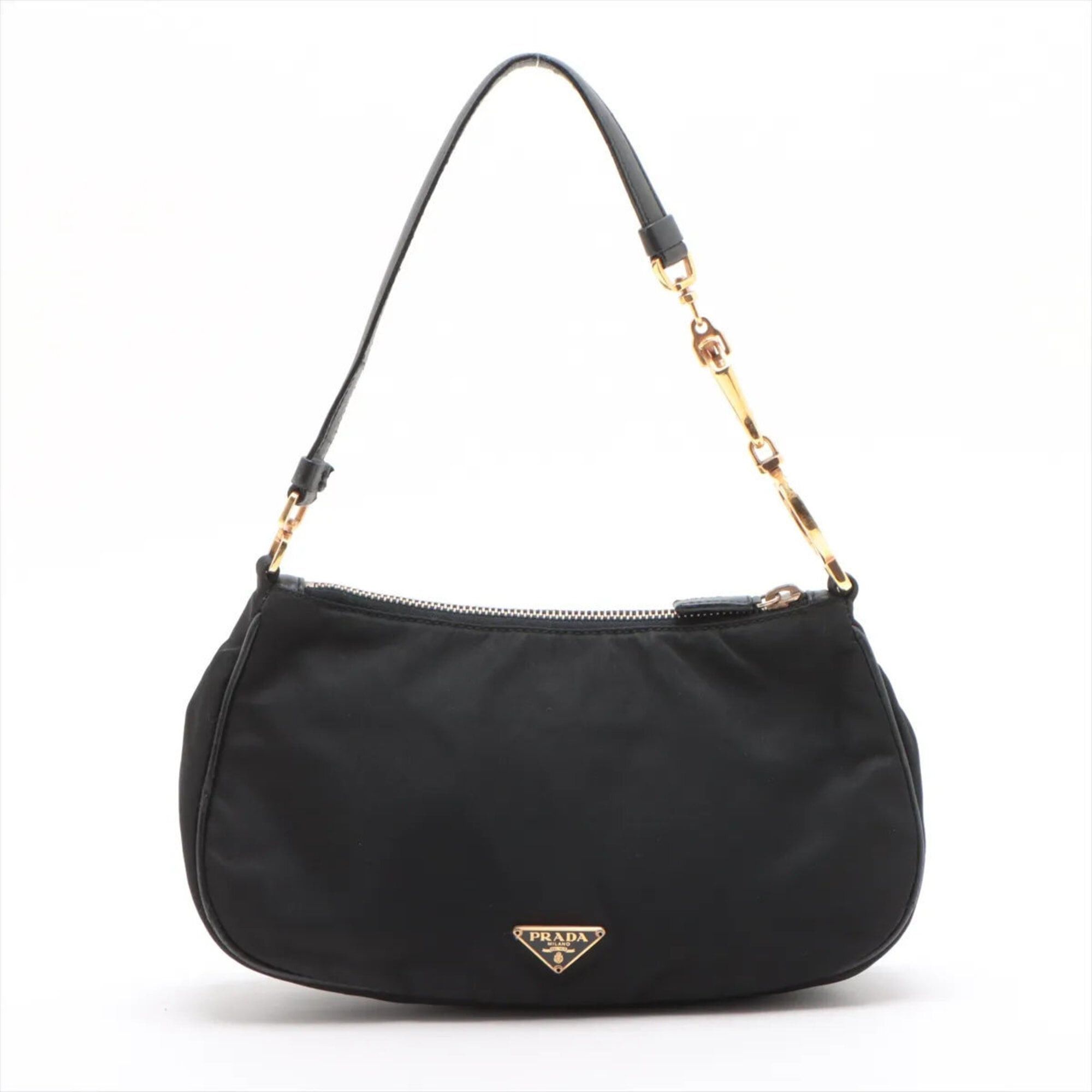 Prada Prada Tessuto Nylon Triangle Logo Leather Handbag Tote Bag Black Women's Size ONE SIZE - 1 Thumbnail