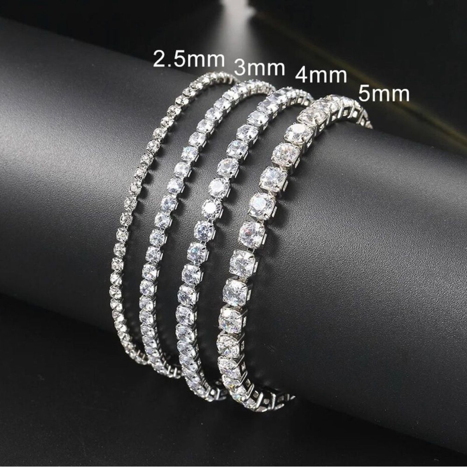 Other Hip Hop Iced Out 3/5mm Crystal Tennis Bracelet for Men Size ONE SIZE - 2 Thumbnail