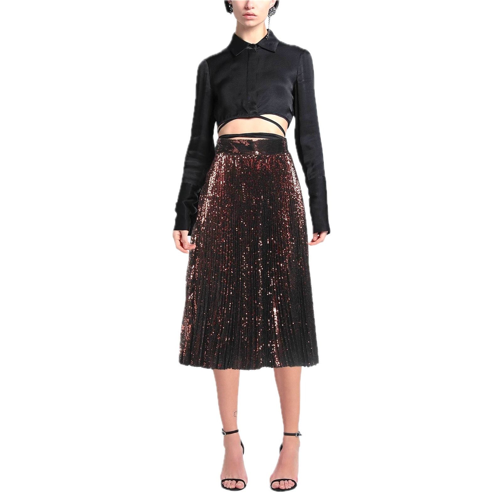 Dolce & Gabbana Dolce & Gabbana Bronze Sequin Pleated Long Skirt IT 36 Size 25" / US 0 / IT 36 - 3 Thumbnail