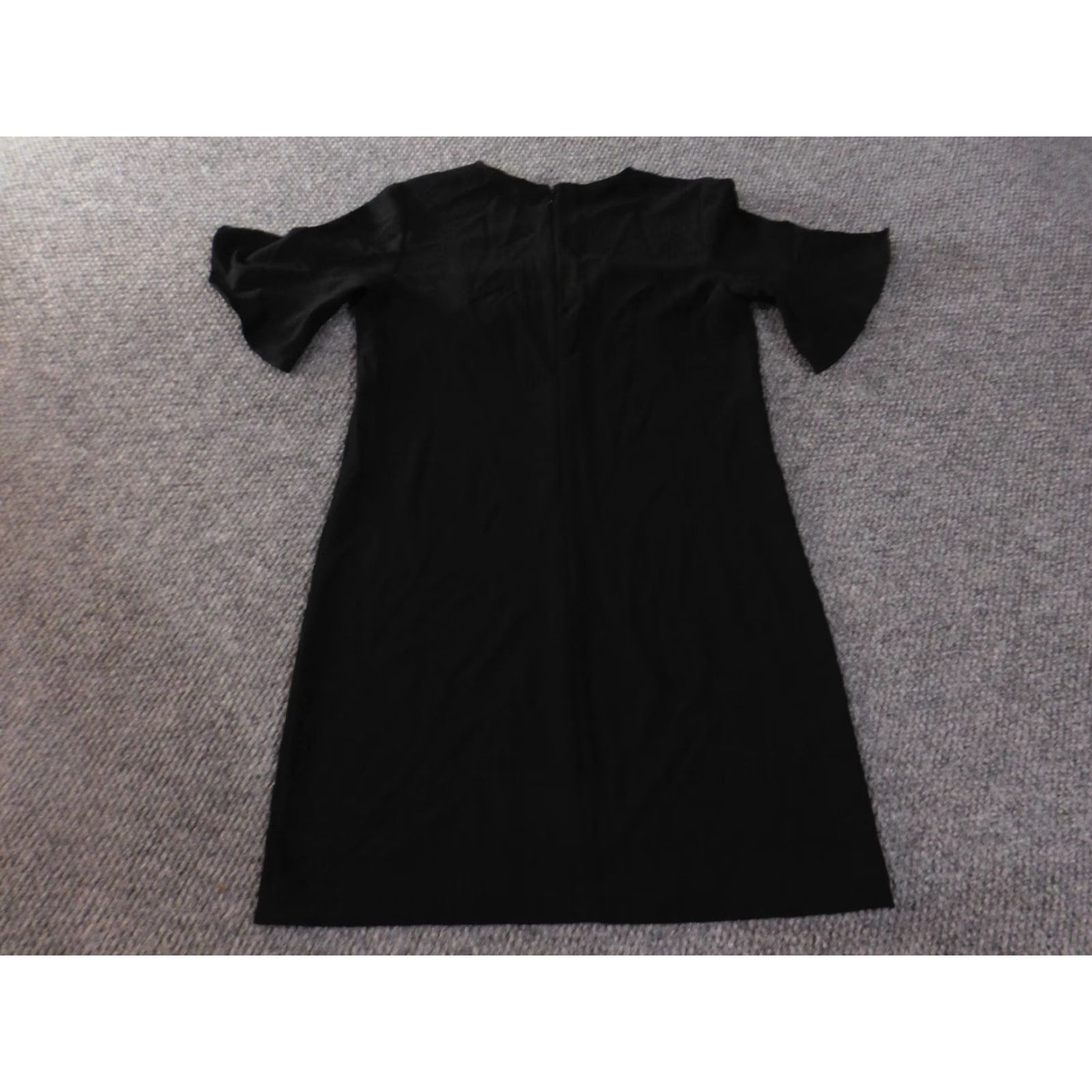Loft LOFT Dress A-Line Women 4 Black Short Sleeve Zip Stretch Knee Length Raglan Sleeve Raffled Accent Classic Fall Closet Ready Size S / US 4 / IT 40 - 6 Thumbnail