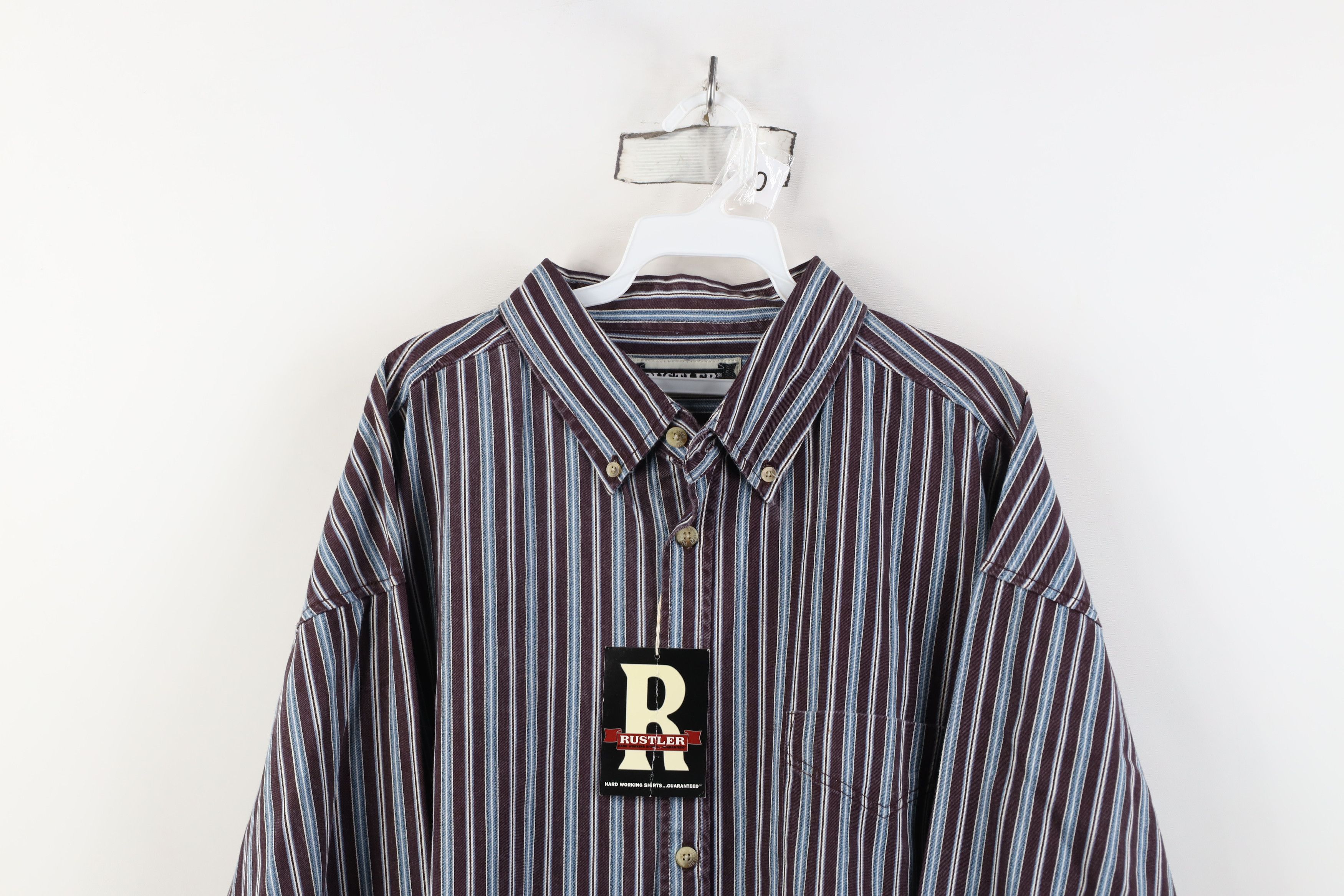 Vintage Deadstock Vintage 90s Streetwear Striped Button Down Shirt Size US XXL / EU 58 / 5 - 2 Thumbnail
