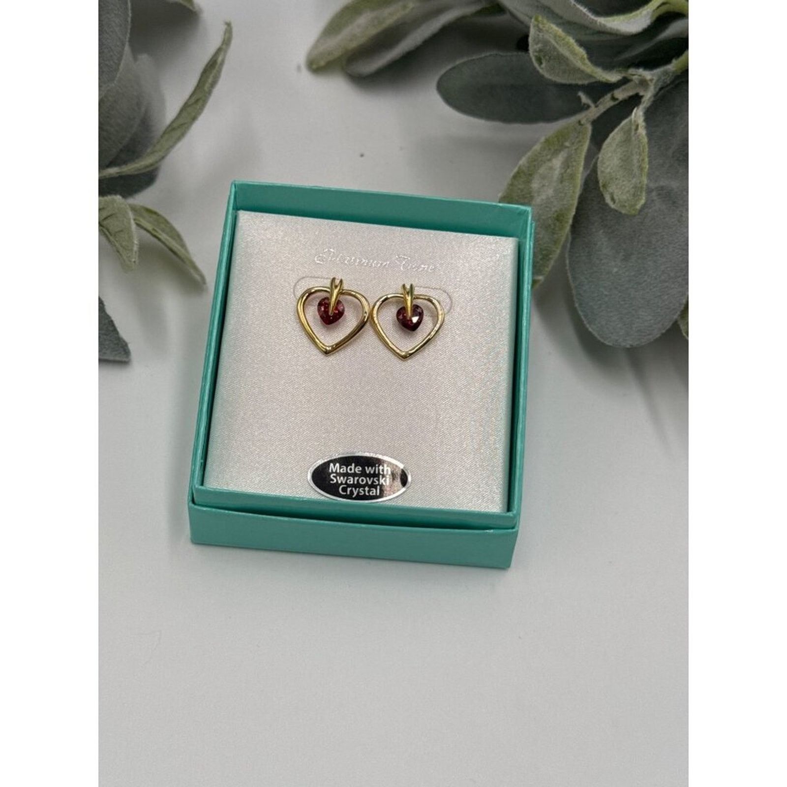 Swarovski Swarovski Pierced Earrings Gold Tone Heart Shape Faux Red Size ONE SIZE - 4 Thumbnail