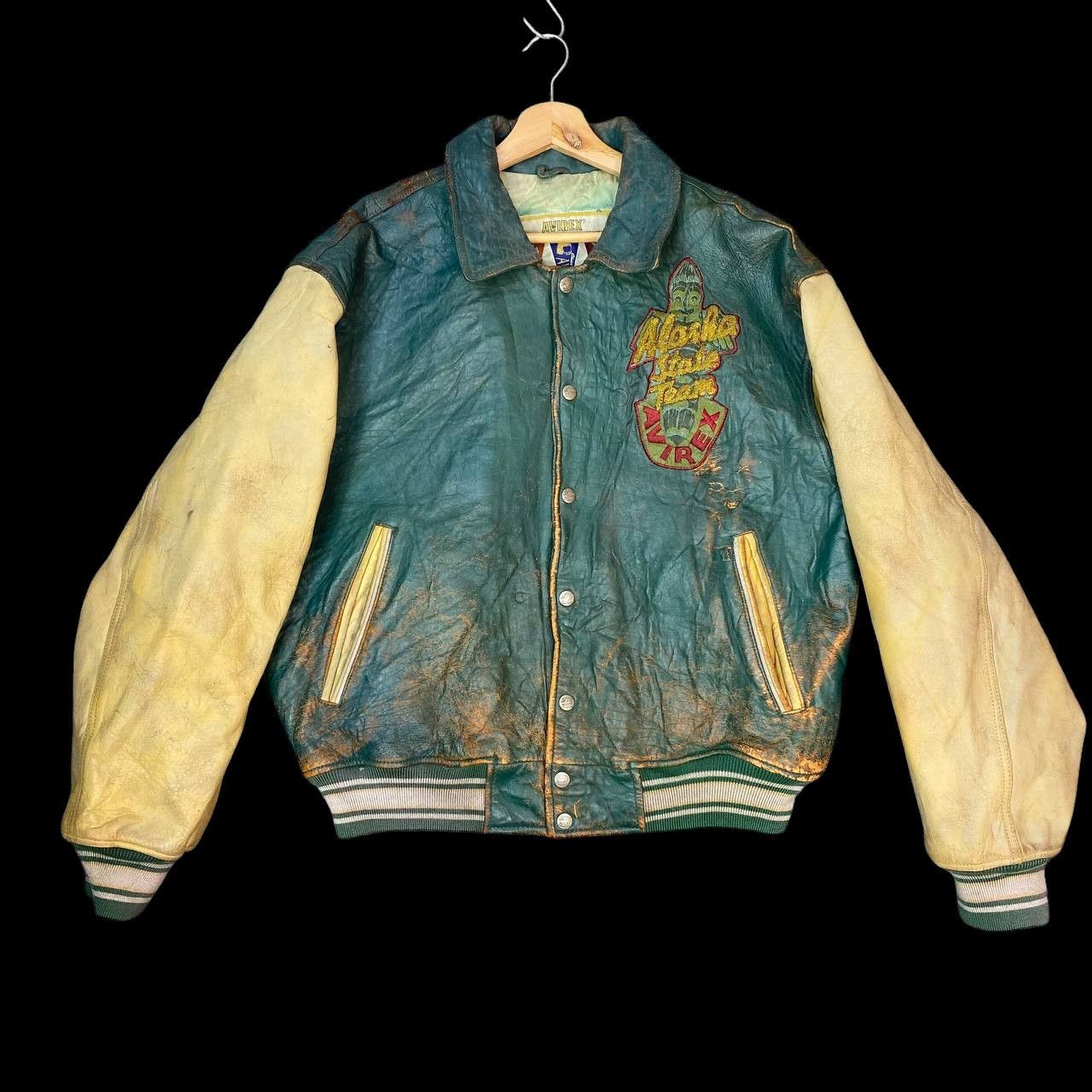Avirex RARE AVIREX VARSITY TRASHED LEATHER ALASKIAN WIND BEAR Size US M / EU 48-50 / 2 - 15 Thumbnail
