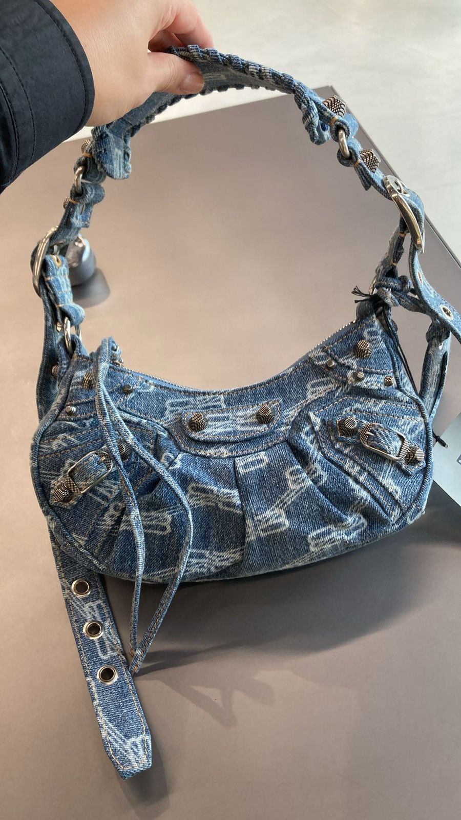 Balenciaga Balenciaga Cagole Monogram Denim Shoulder Bag Size ONE SIZE - 2 Thumbnail