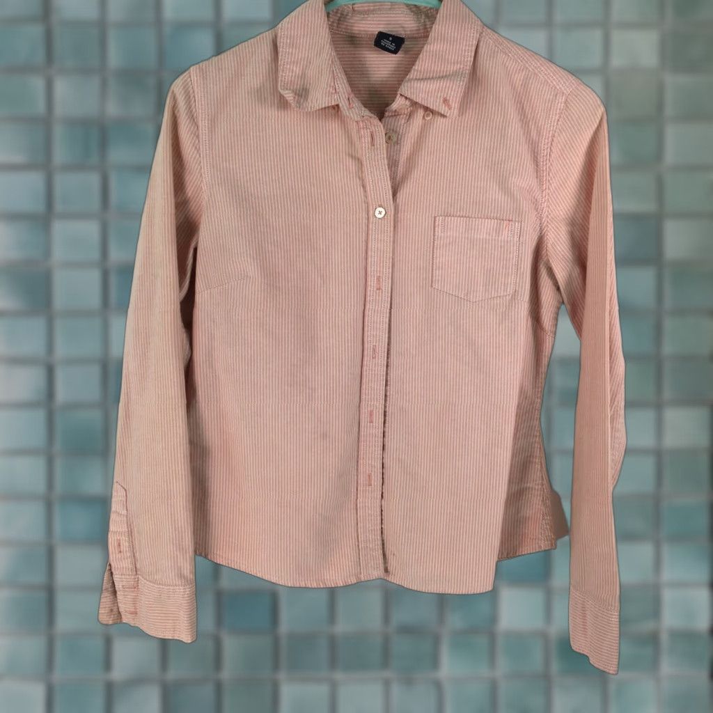 Gap VINTAGE Gap Shirt Adult Size Small Orange Striped Button-Up Casual 18in Chest 22in Length Womens Size S / US 4 / IT 40 - 1 Thumbnail