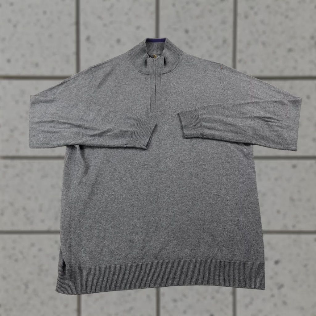 Saks Fifth Avenue Saks Fifth Avenue Sweater Mens L Gray Silk Cashmere 1/4 Zip Knit Pullover Casual Size US L / EU 52-54 / 3 - 1 Thumbnail