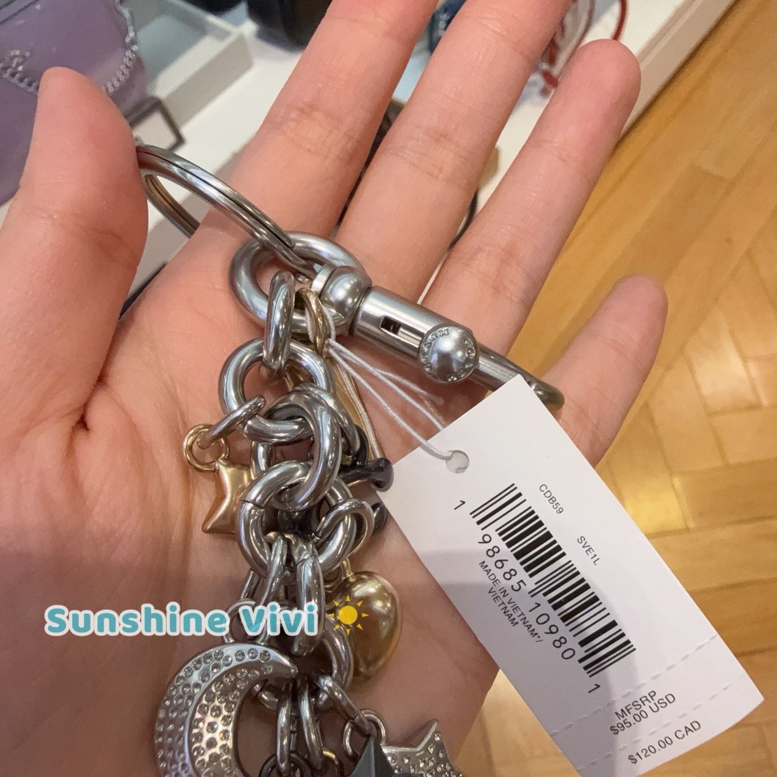 Coach NWT Coach Star Moon Cluster Bag Charm CDB59 Keychain Silver Size ONE SIZE - 6 Thumbnail