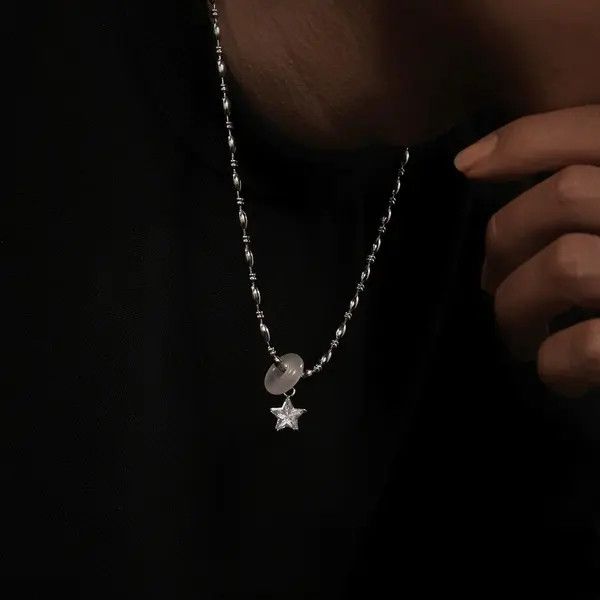Jewelry Silver Star Charm Men's Chain Necklace, Stylish Pendant Size ONE SIZE - 4 Thumbnail