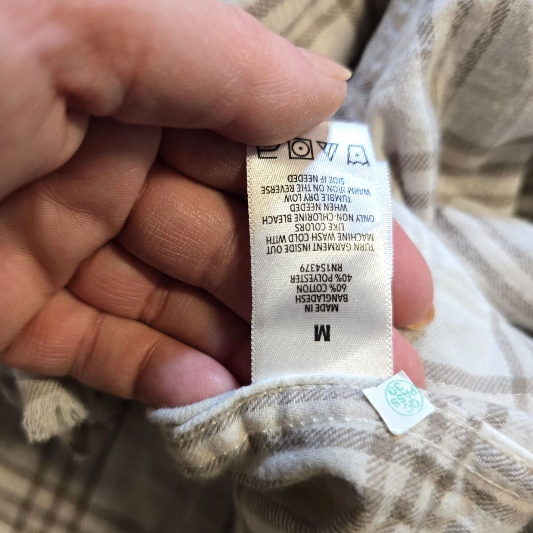 Aeropostale Aeropostale Top Women Medium Beige Tan Plaid Flannel Cropped Button Up Shirt Size M / US 6-8 / IT 42-44 - 7 Thumbnail
