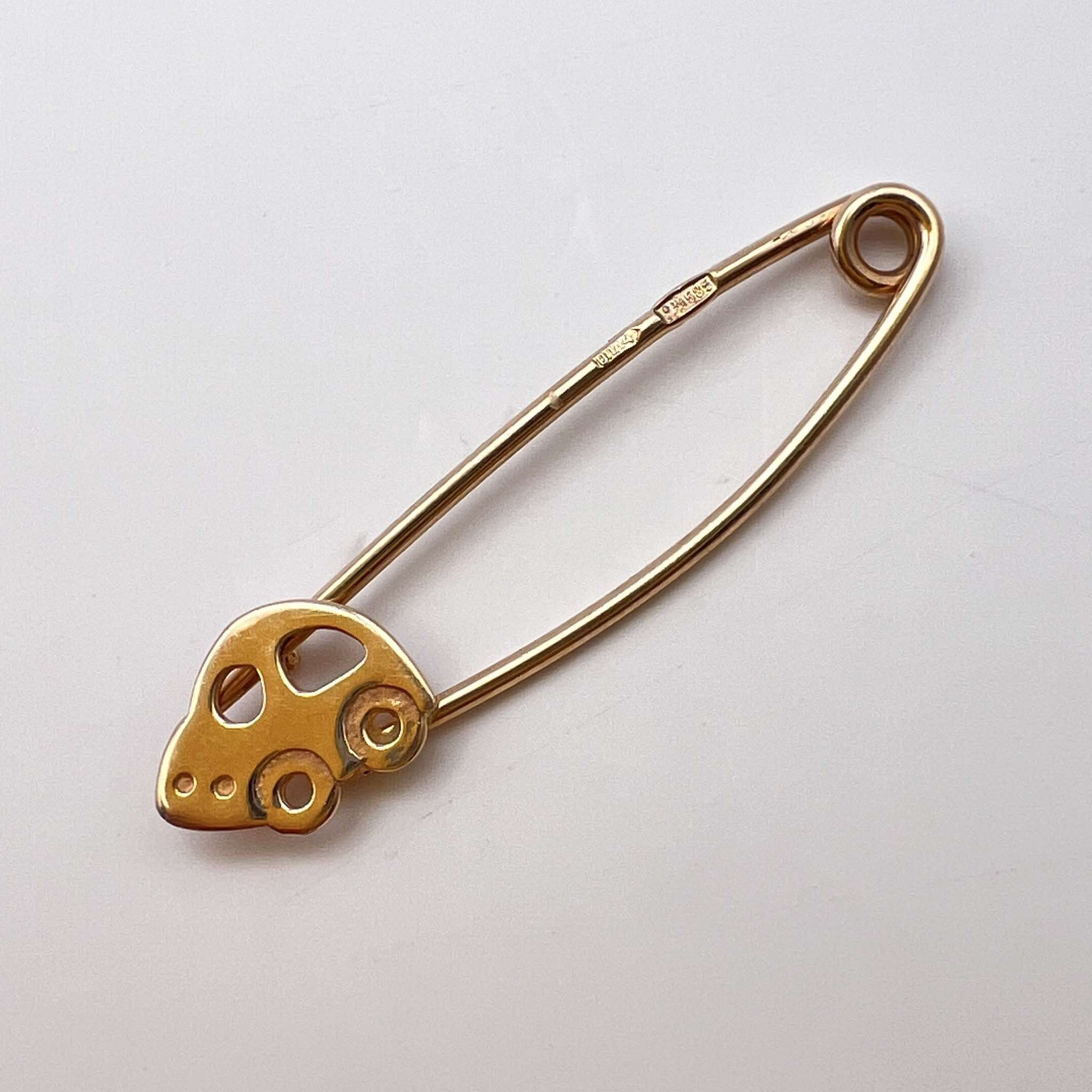 Vintage Rose Gold 585 14K Safety Pin Brooch Needle 0.9 gr