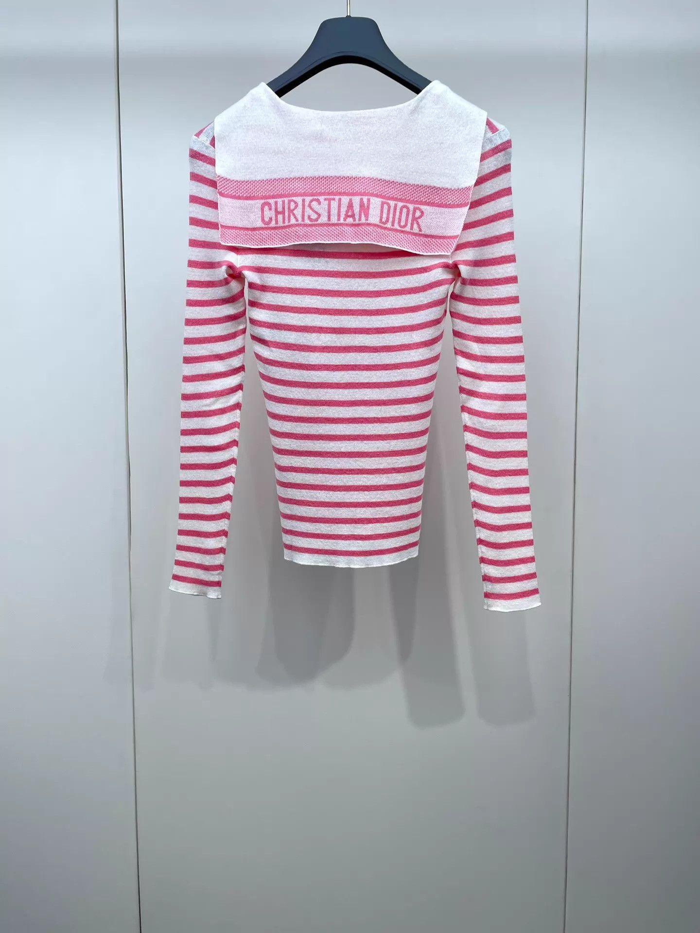 Dior Dior Pink Stripe Navy Collar Knit Top 34 97 New Size XS / US 0-2 / IT 36-38 - 2 Thumbnail