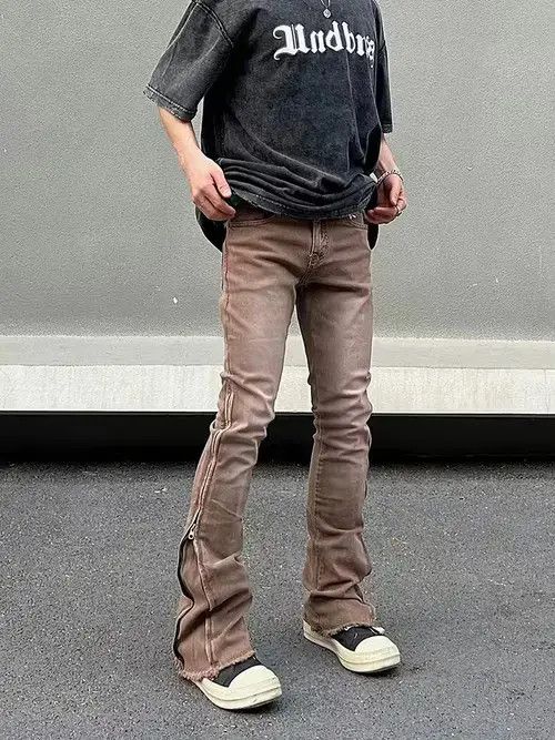 Designer × Vintage faded gradient grunge flared jeans Size US 30 / EU 46 - 4 Thumbnail