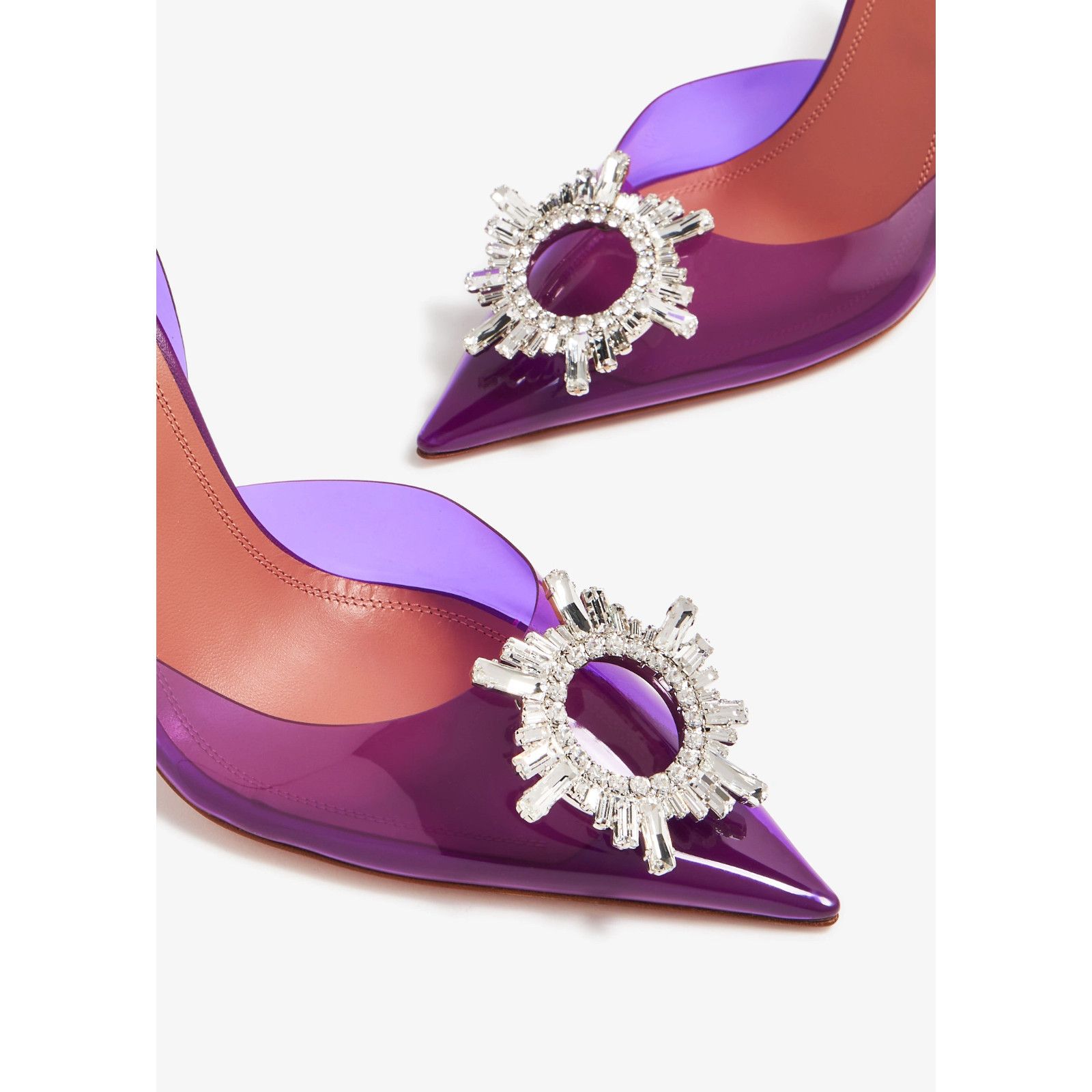 Amina Muaddi Amina Muaddi 95 Begum Glass PVC Purple Slingback Crystal Size US 6 / IT 36 - 7 Thumbnail