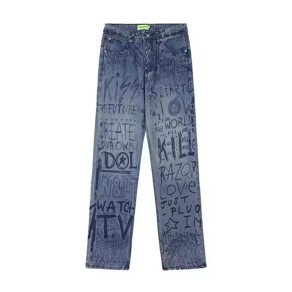Japanese Brand Graffiti faded blue jeans Size US 32 / EU 48 - 3 Thumbnail