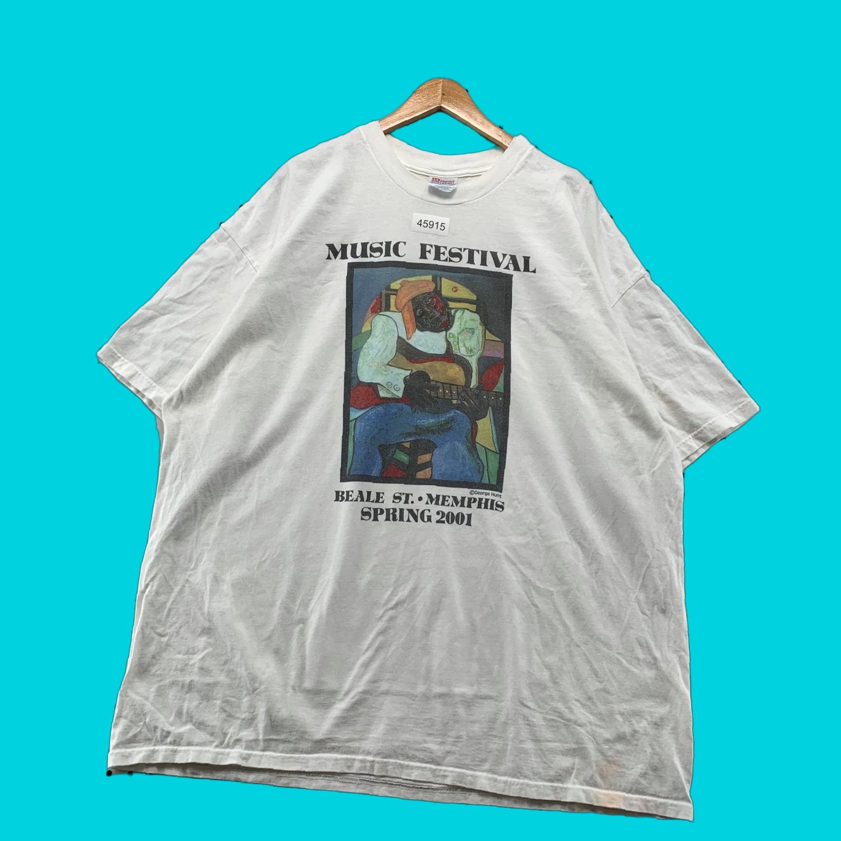 Hanes VINTAGE Beale St Memphis Music Festival Shirt Mens 3XL White Hanes Crew Neck T-Shirt Art Music Size US XXL / EU 58 / 5 - 1 Thumbnail