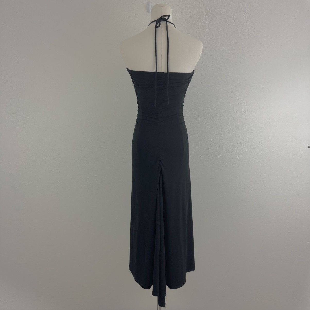 Other MODA INTERNATIONAL Vintage Black Ruched Midi Halter Dress Size S / US 4 / IT 40 - 5 Thumbnail