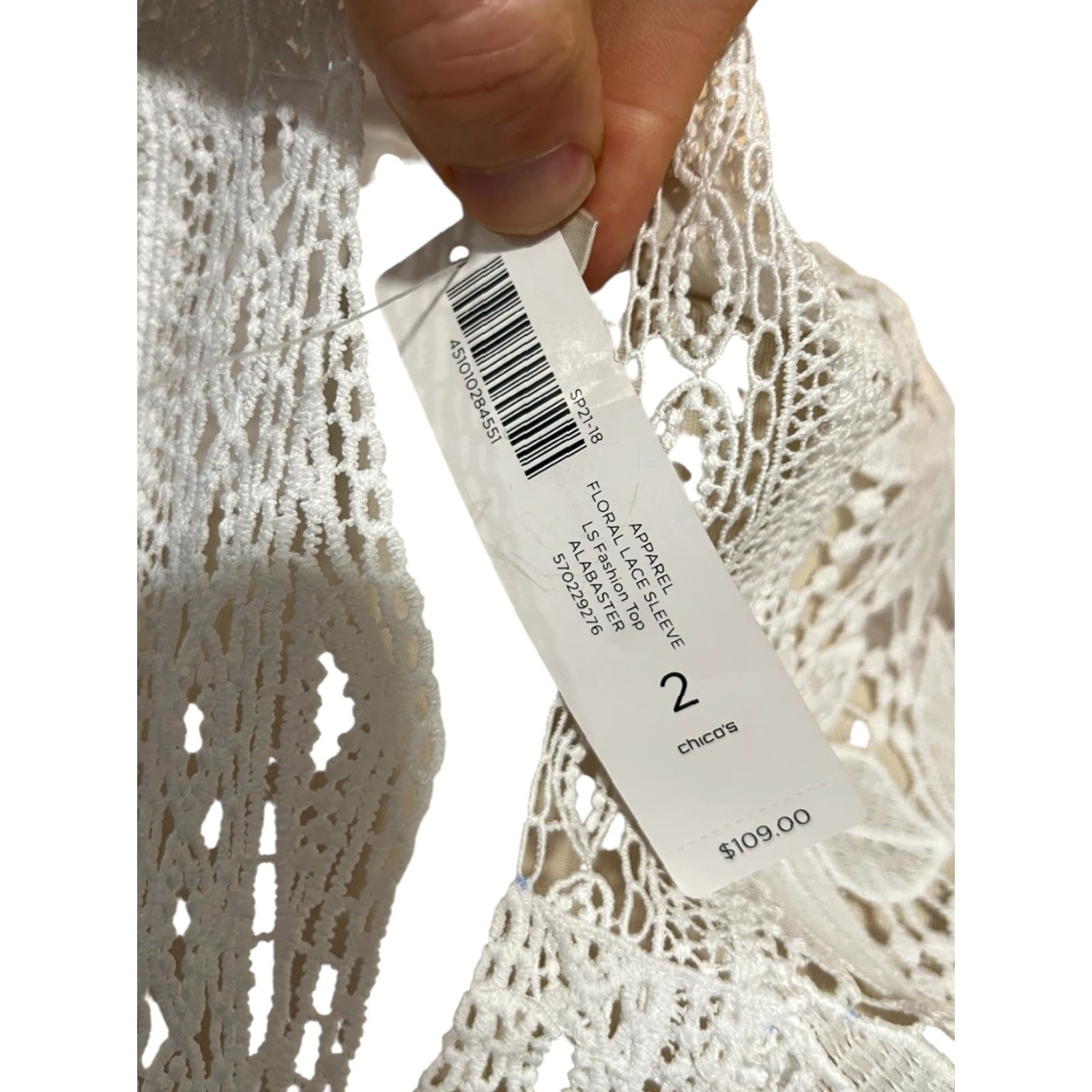 Vintage Chicos Blouse Floral Lace Sleeve Ivory NWT Size L Womens Size L / US 10 / IT 46 - 7 Thumbnail