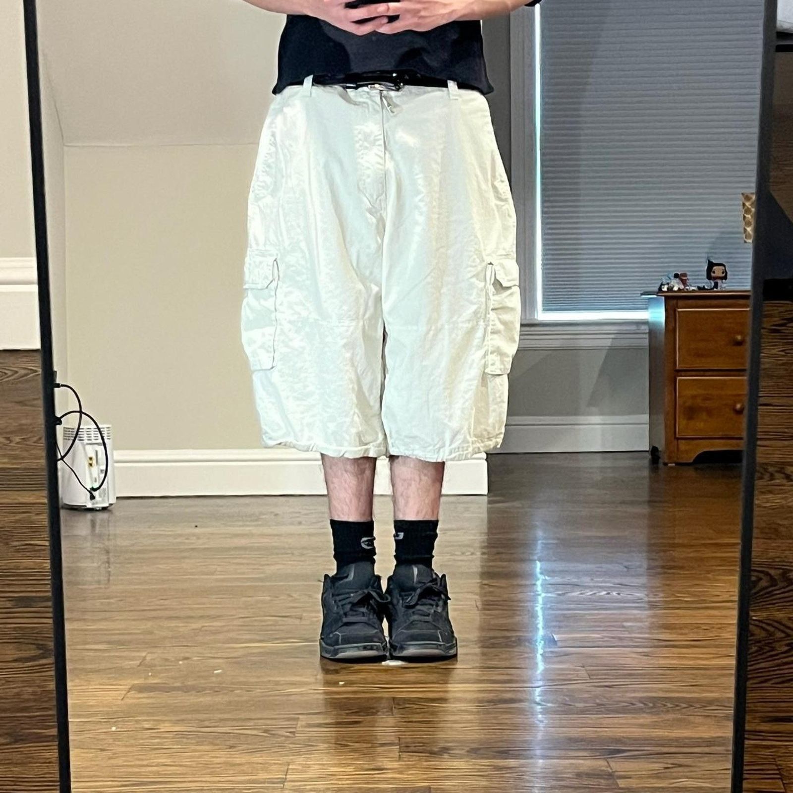 Sanhoostudio Vintage Wide Leg Denim Cargo Shorts