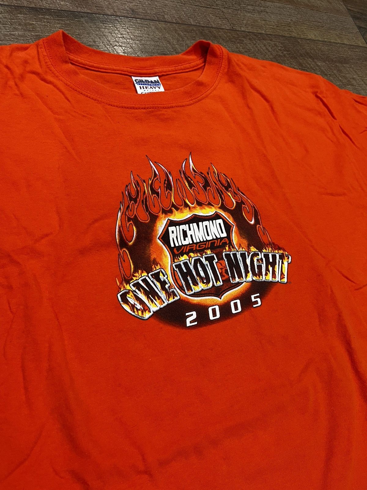 Harley Davidson Vintage 2005 Big Flames Shield Logo Biker Graphic Tee Y2k Size US L / EU 52-54 / 3 - 4 Thumbnail