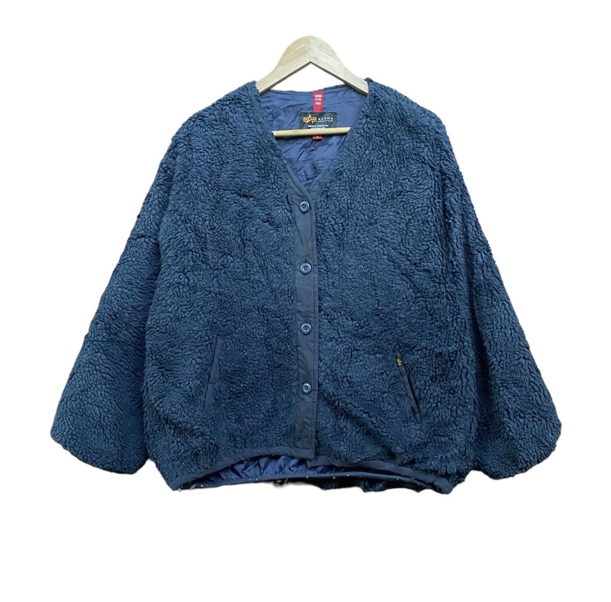 Alpha Industries × Japanese Brand Vintage Alpha Industries Fleece Button Up Jacket Size US M / EU 48-50 / 2 - 1 Thumbnail